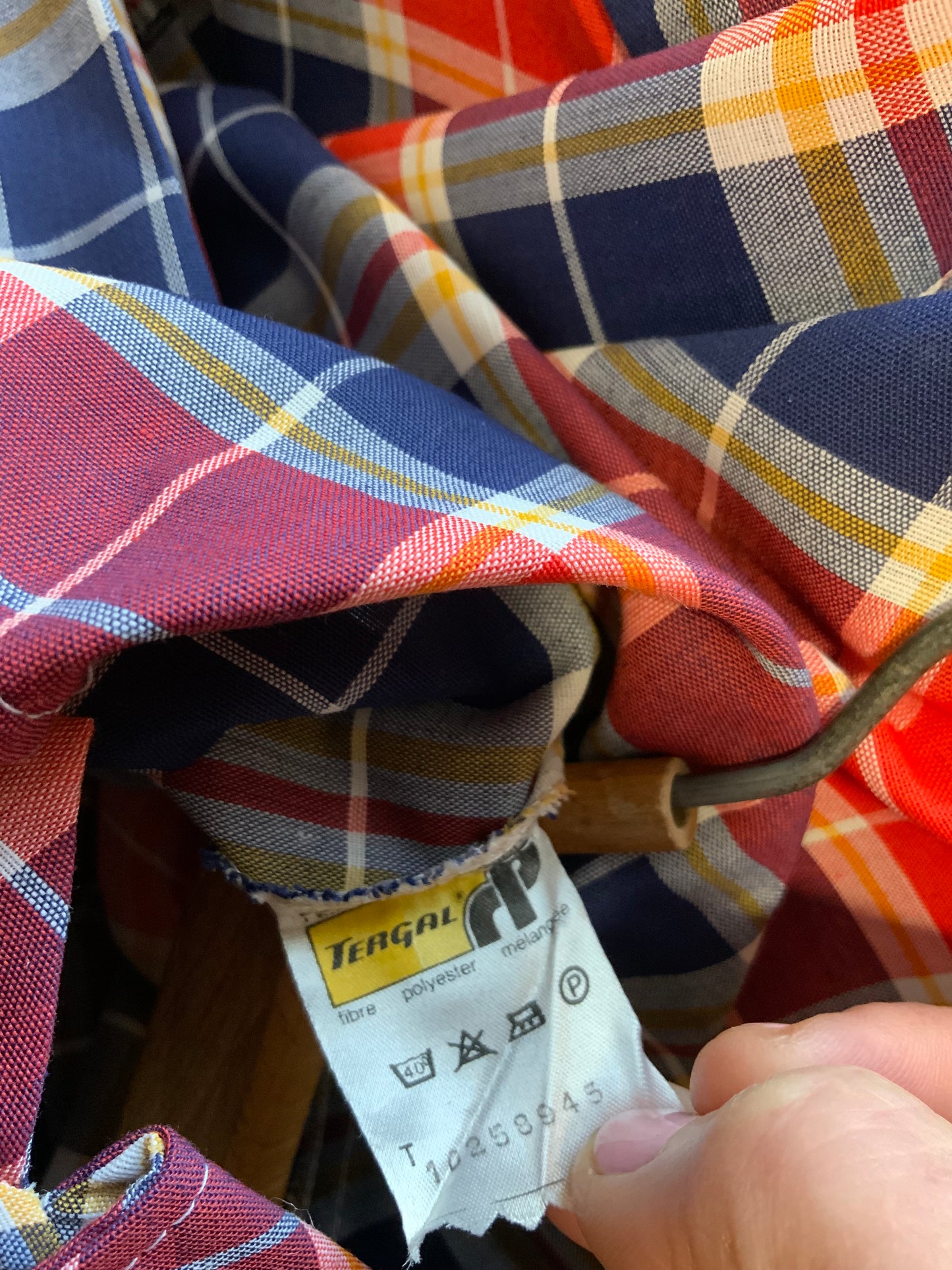 Superbe chemise à carreaux col pelle à tartes Deadstock 1970 Vintage France