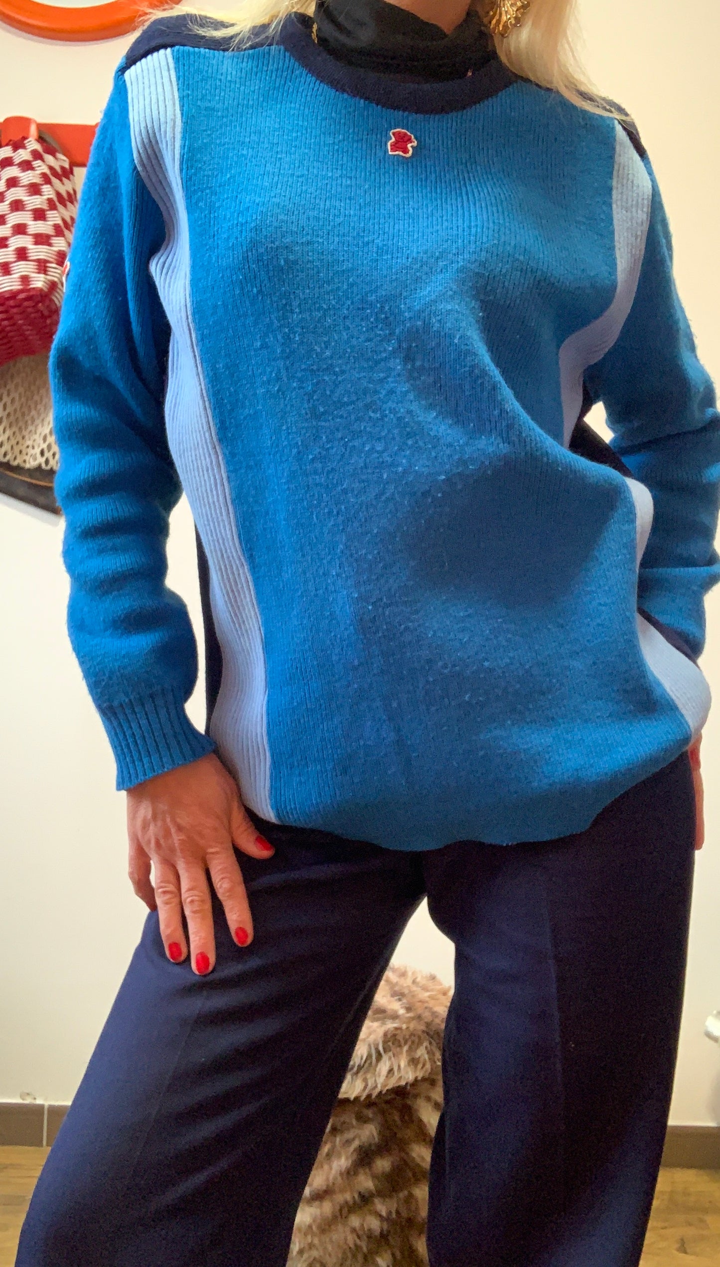 Pull Montagne Ski Marque France Montant Pur Vintage