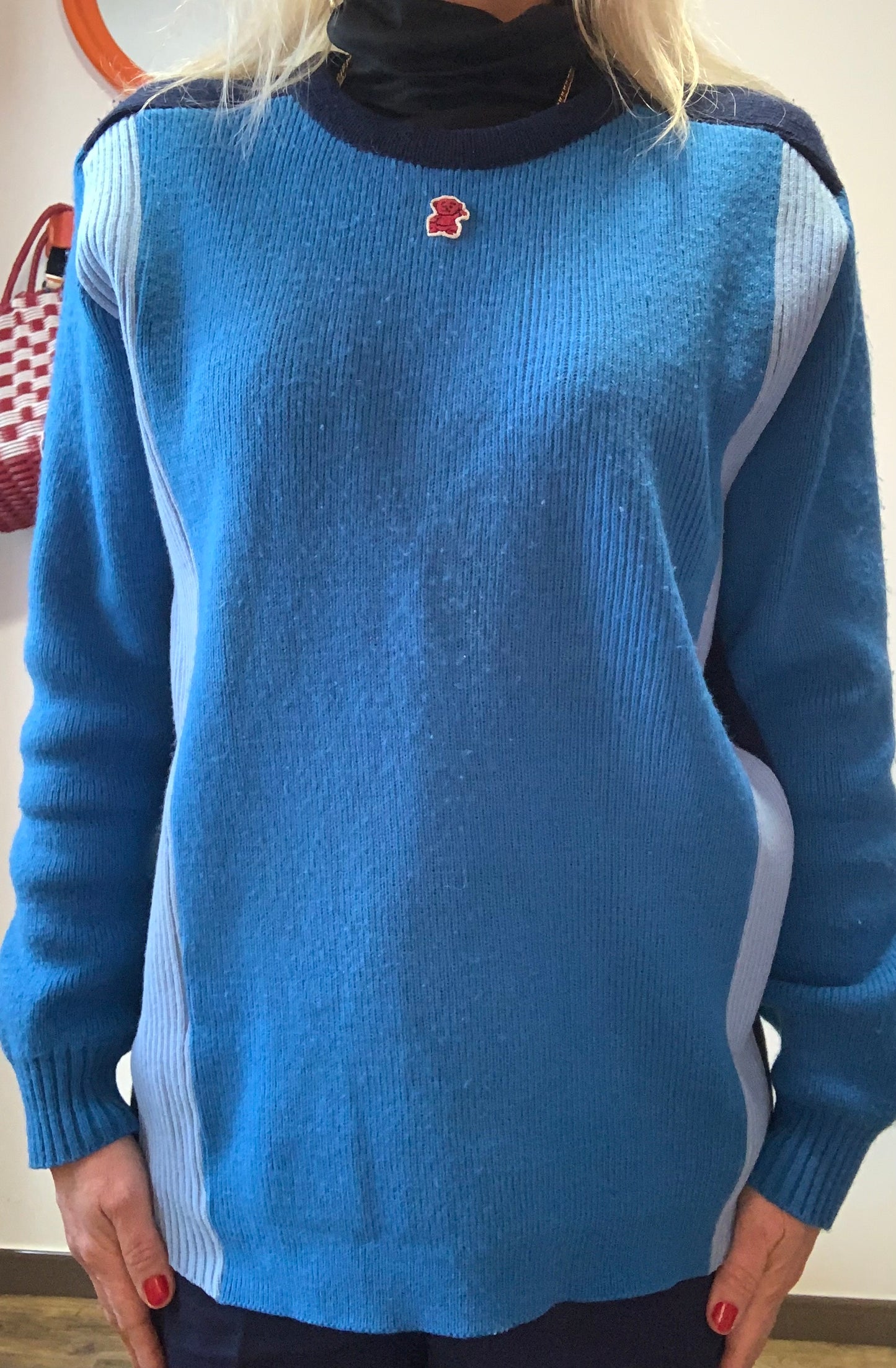 Pull Montagne Ski Marque France Montant Pur Vintage