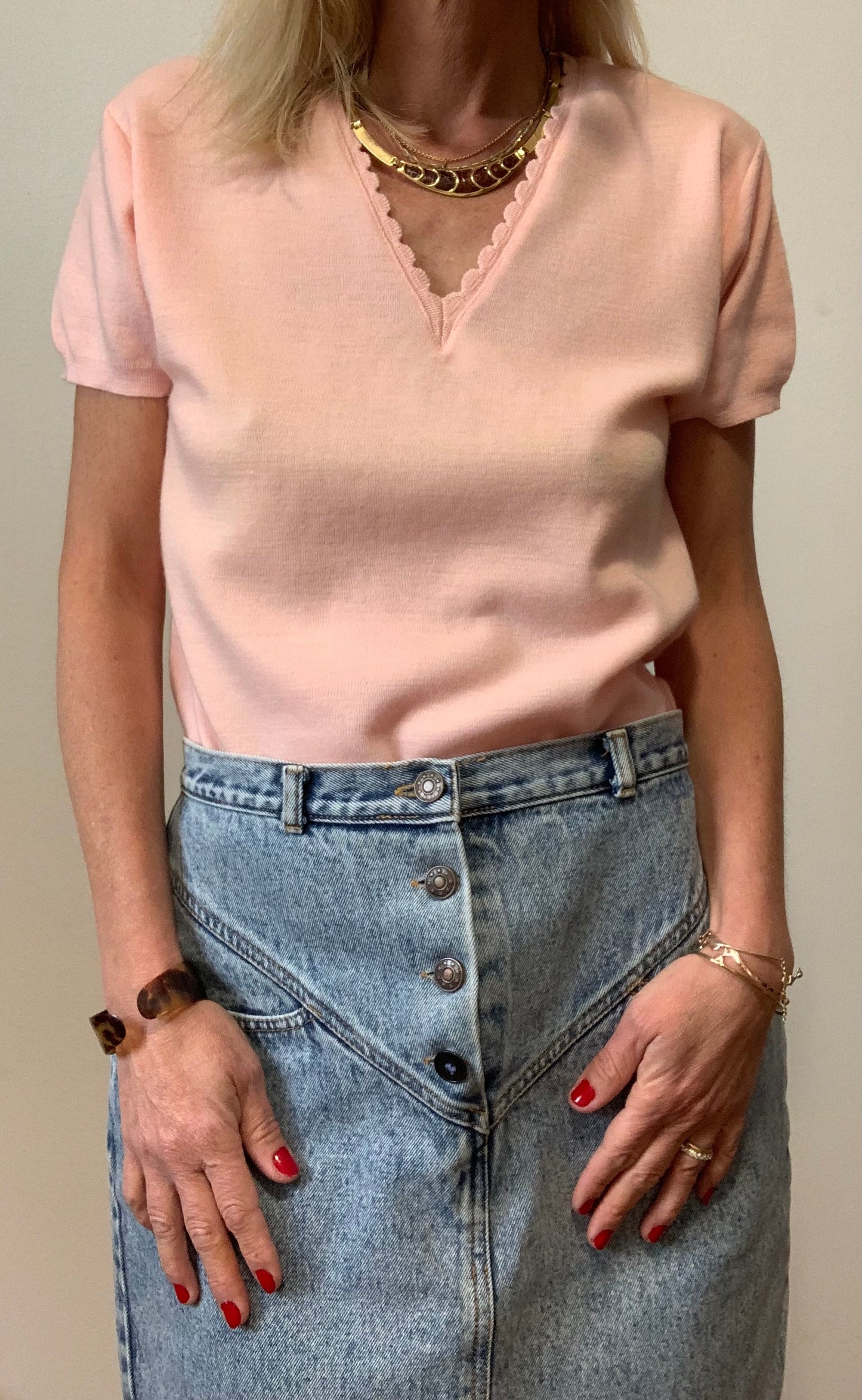 Top Tricot Laine TricoMil 1970 Vintage Rose France