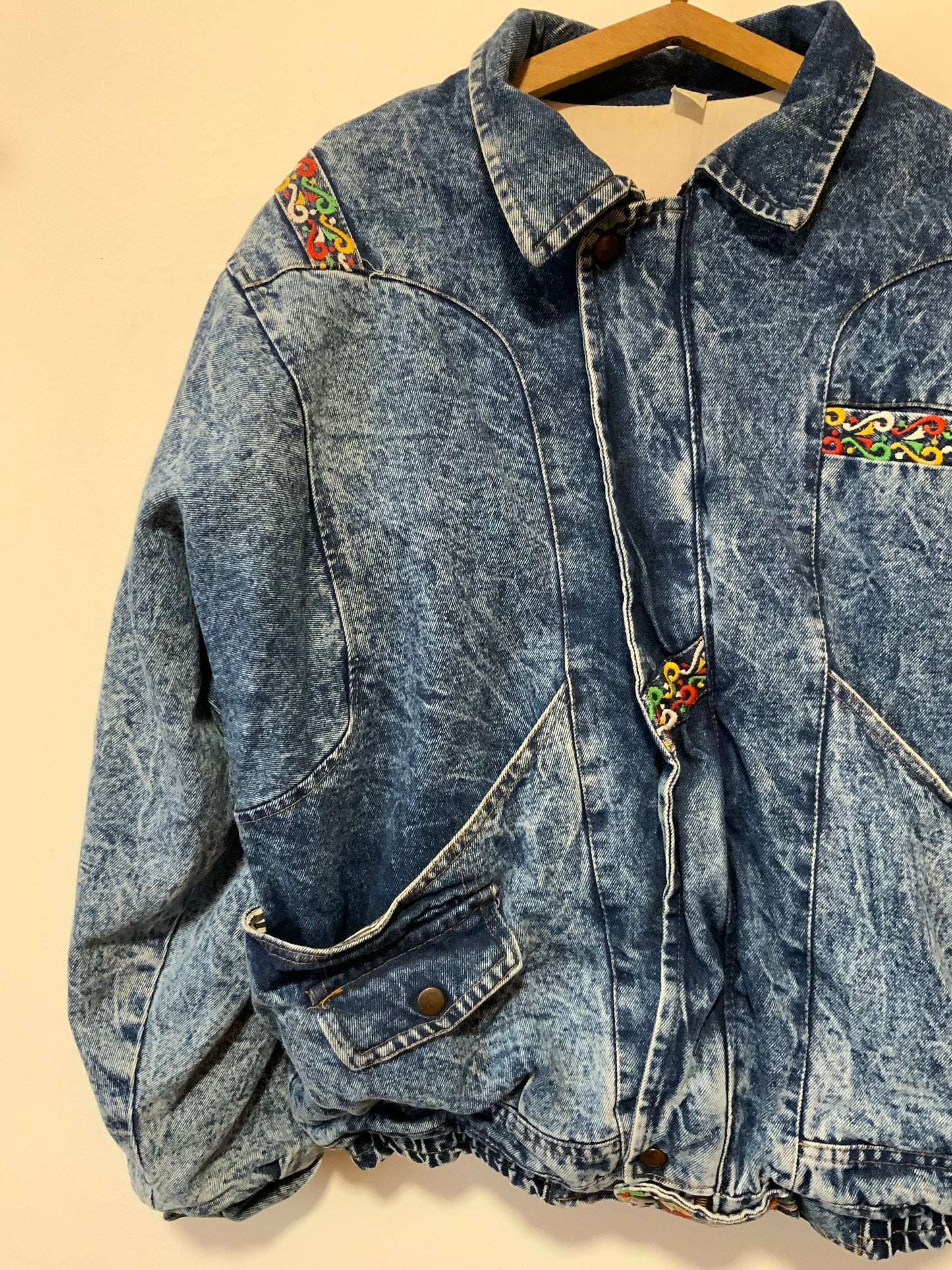 Rare et Sublime gros blouson en Denim Jean neige Vintage 1980