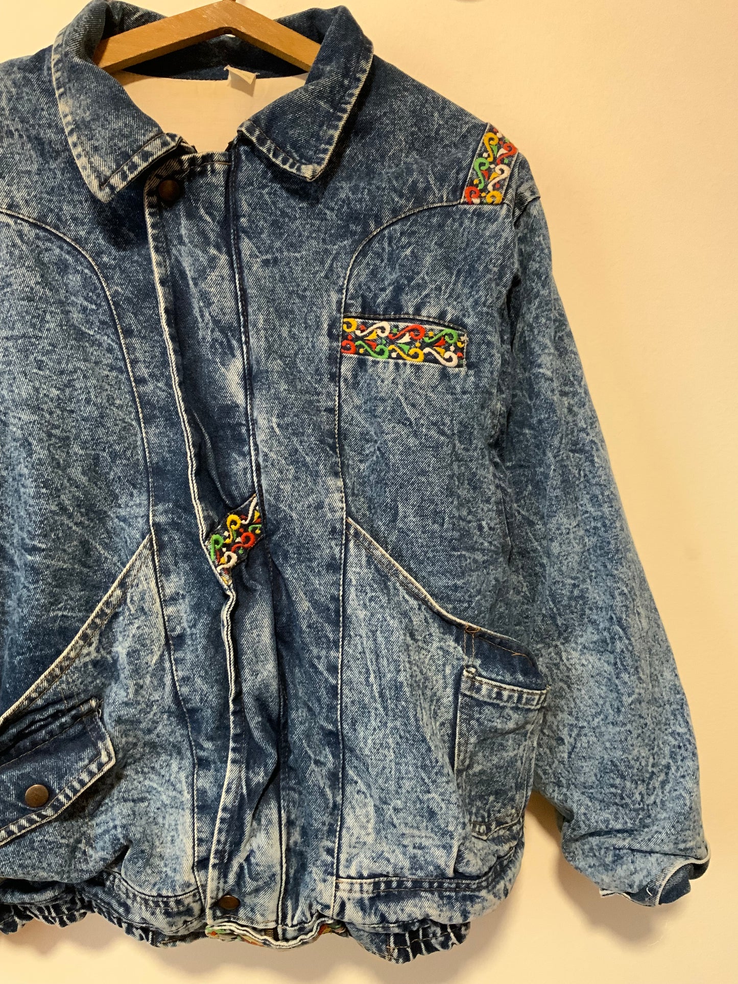 Rare et Sublime gros blouson en Denim Jean neige Vintage 1980