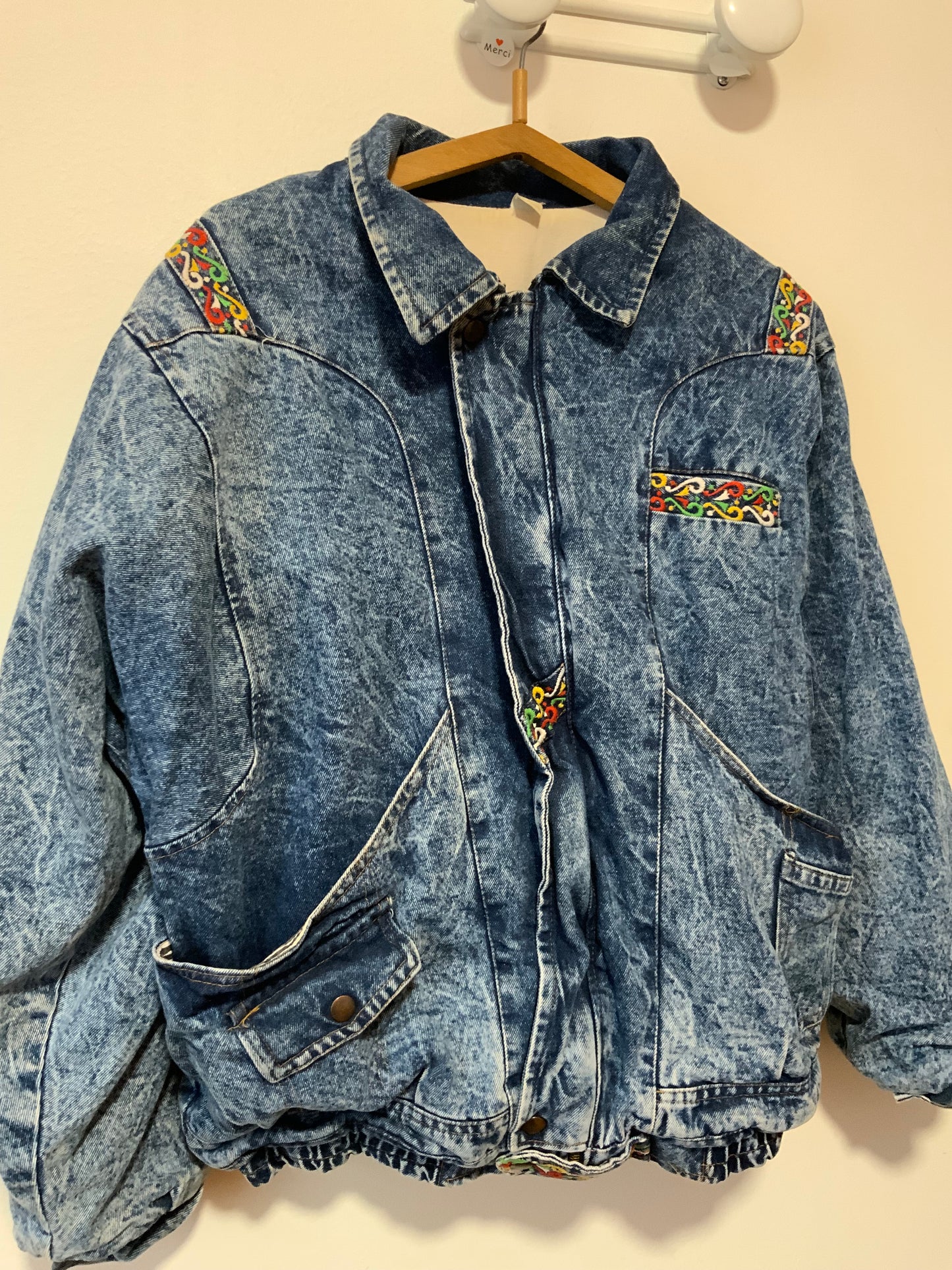 Rare et Sublime gros blouson en Denim Jean neige Vintage 1980
