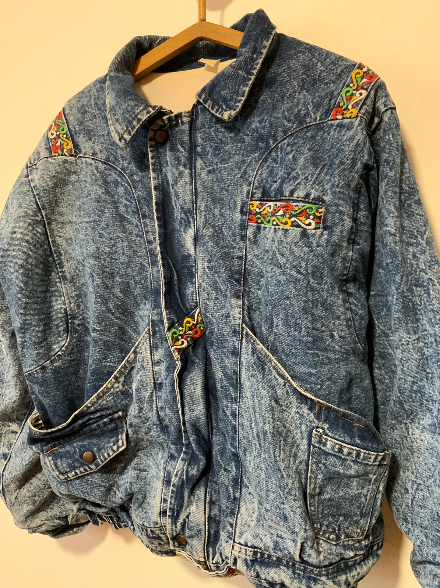 Rare et Sublime gros blouson en Denim Jean neige Vintage 1980