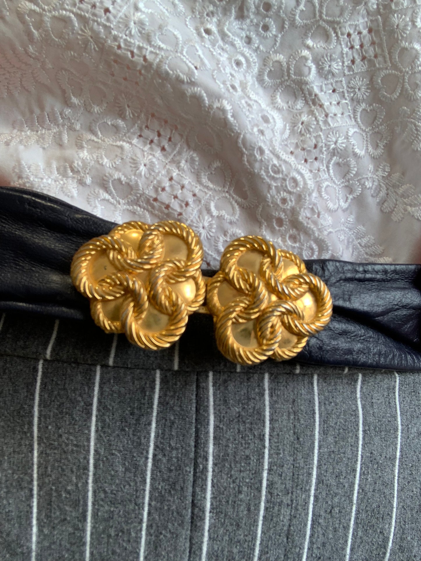 Ceinture Cuir Et boucle métal Formes Vintage 1970