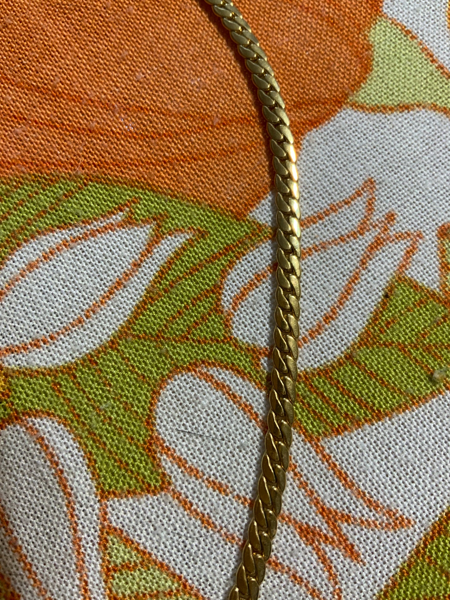 Collier Chaîne Noeud perle Mailles plates Plaqué Or Vintage 1990