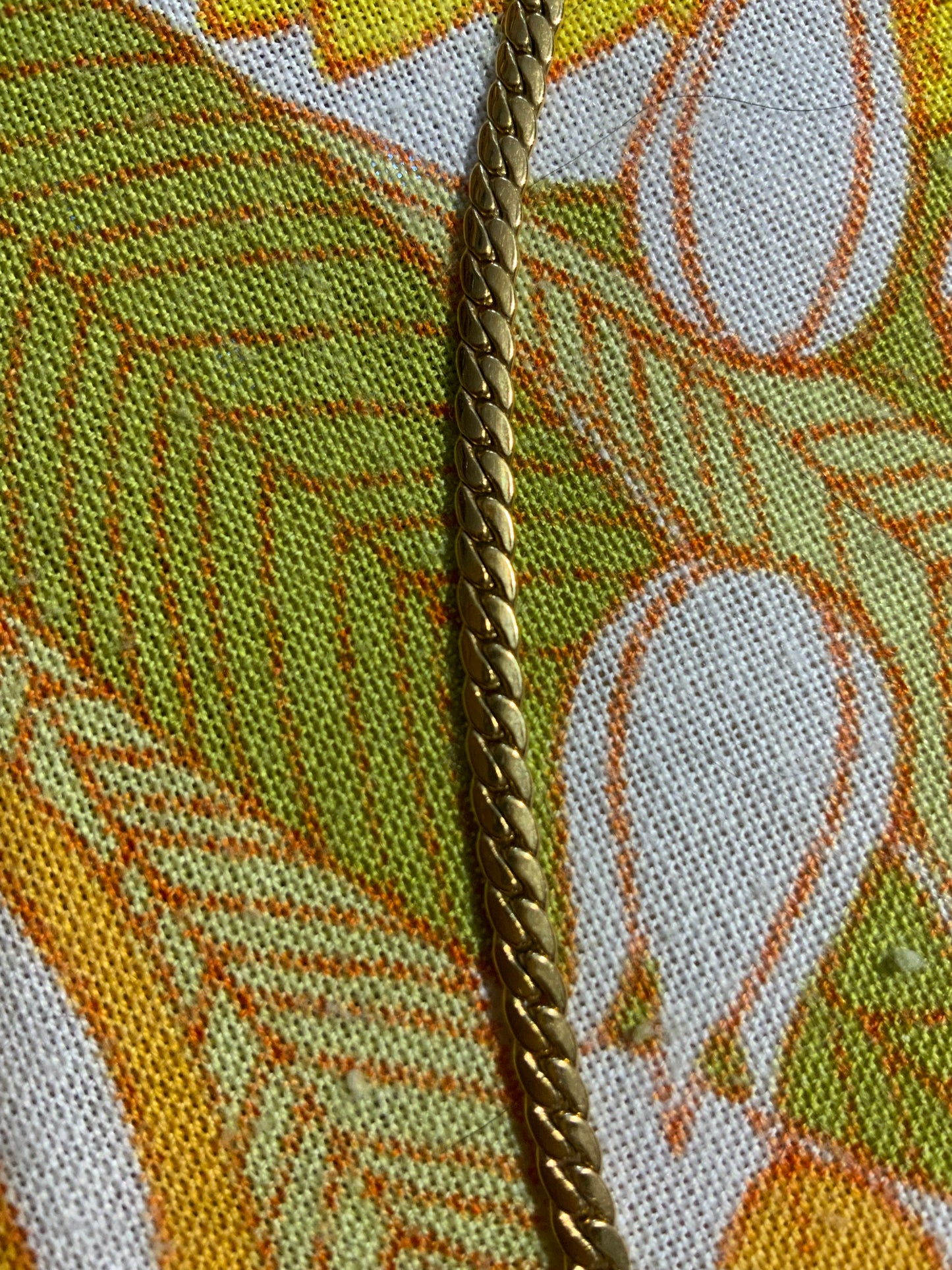 Collier Chaîne Noeud perle Mailles plates Plaqué Or Vintage 1990