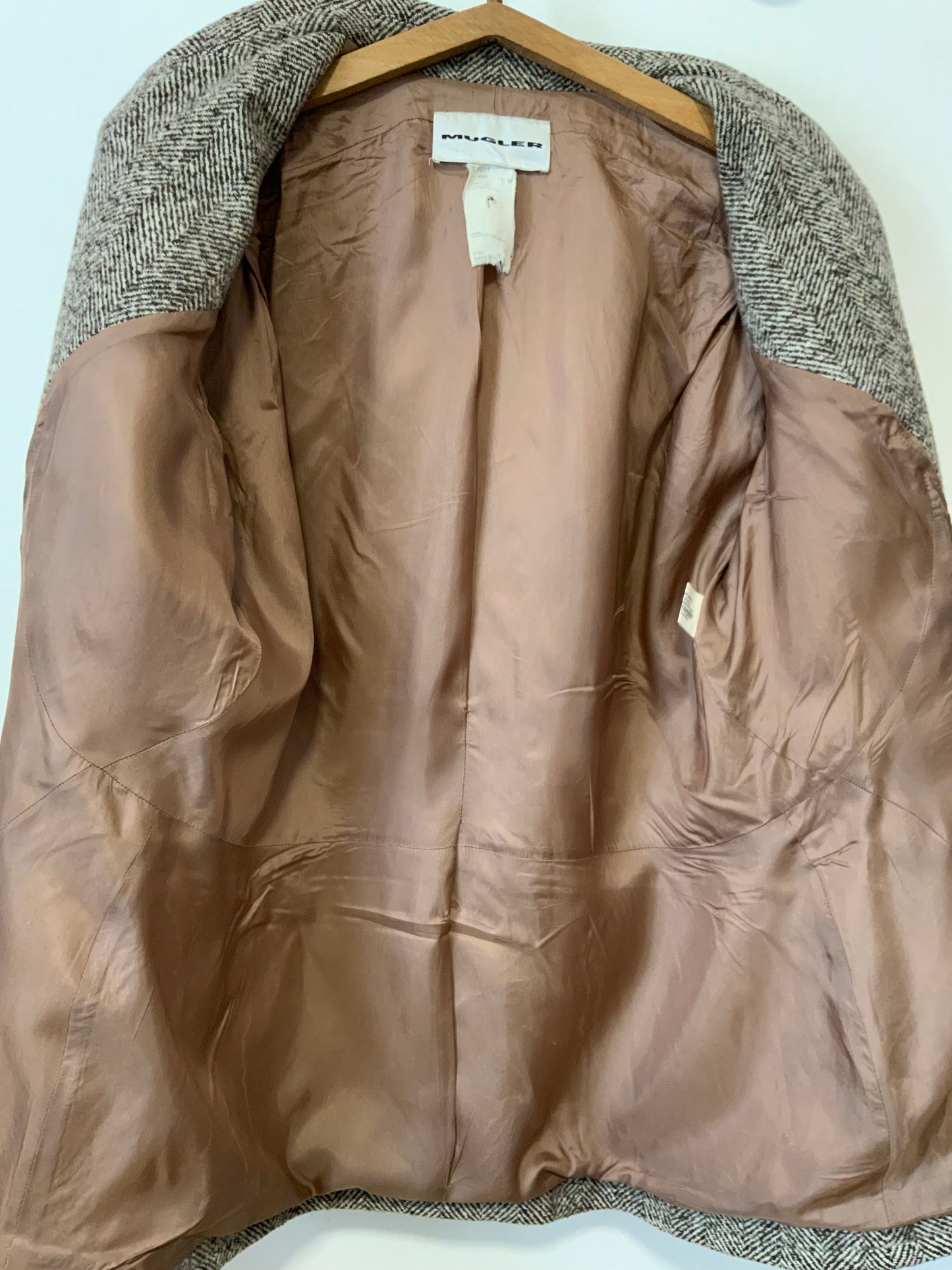 Veste Manteau Laine Thierry Mugler Motifs Chevrons Vintage 1990