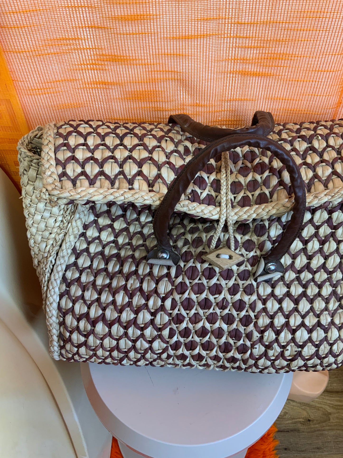 Grand Panier pailles tressées Vintage