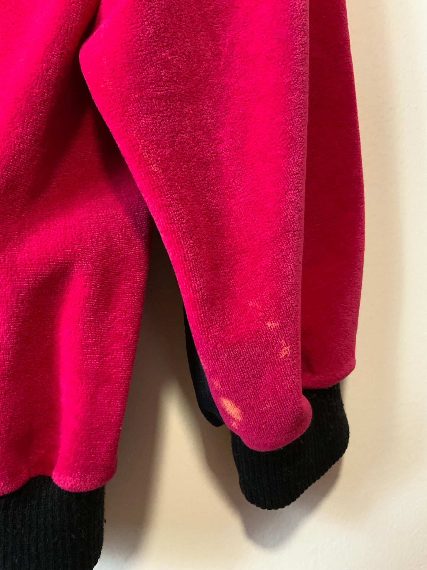 Sweat en velours Motifs rose vif et noir Pur Vintage 1980 Original