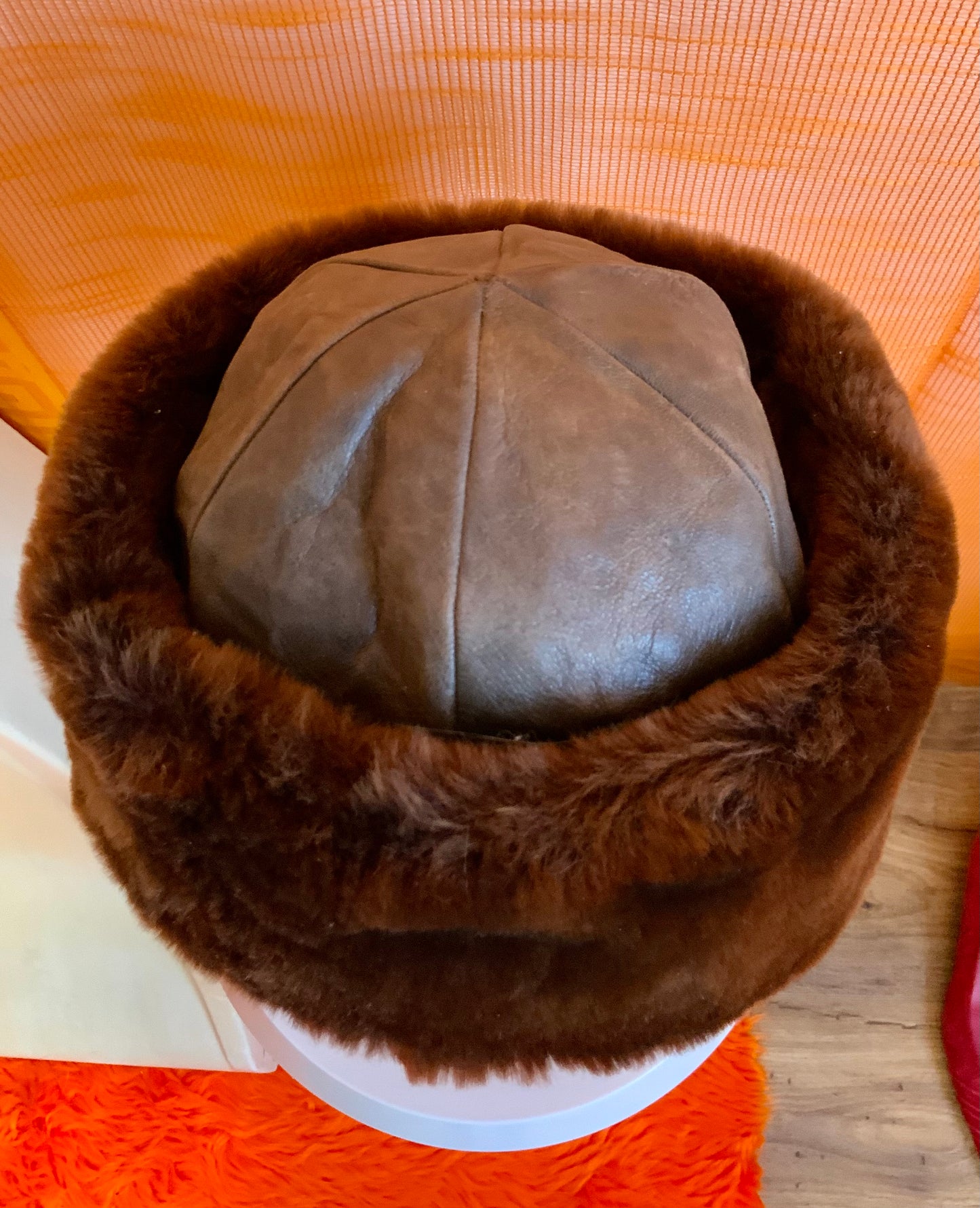 Chapeau Toque Cuir et Fausse fourrure Vintage Fashion