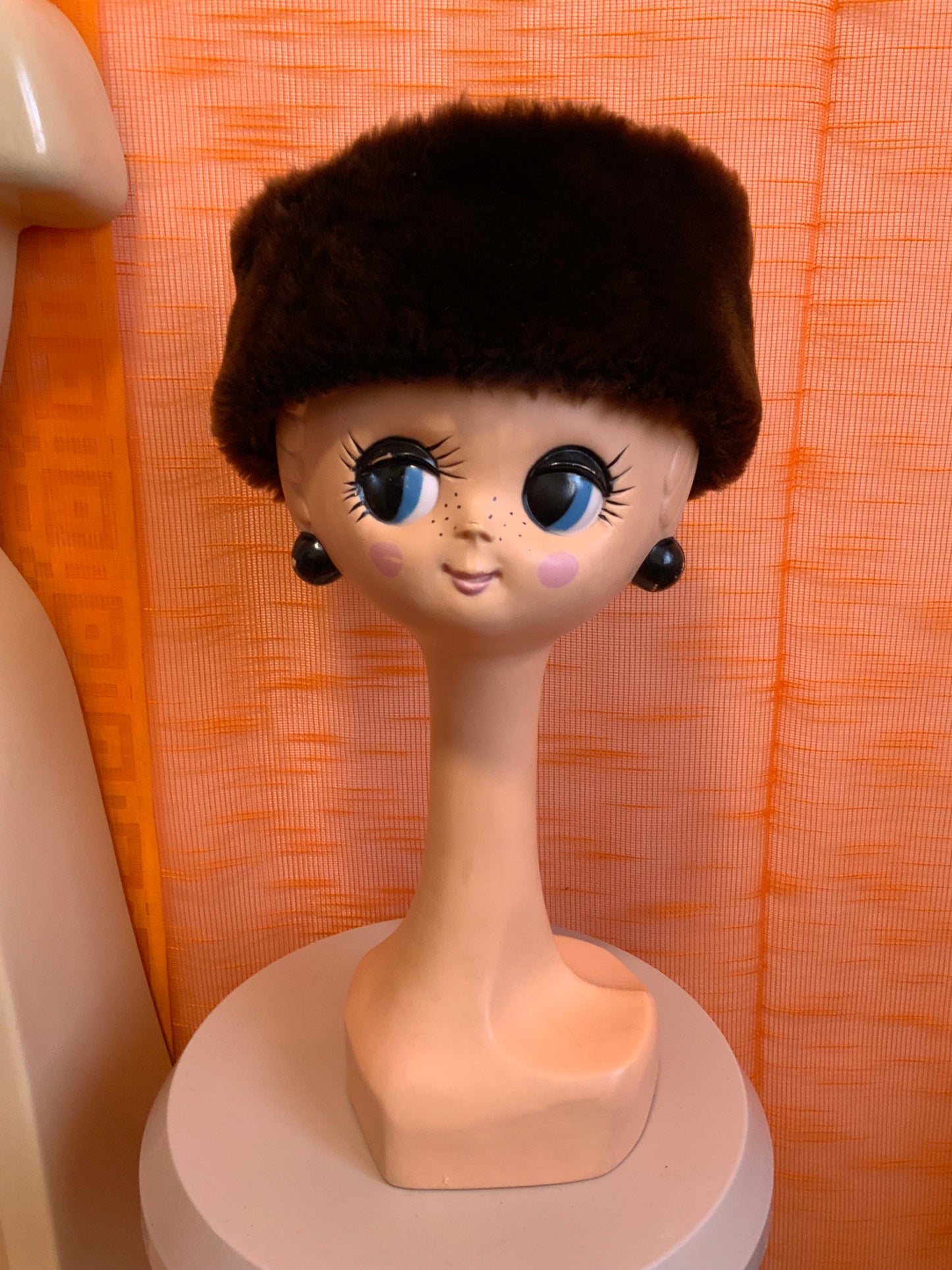 Chapeau Toque Cuir et Fausse fourrure Vintage Fashion