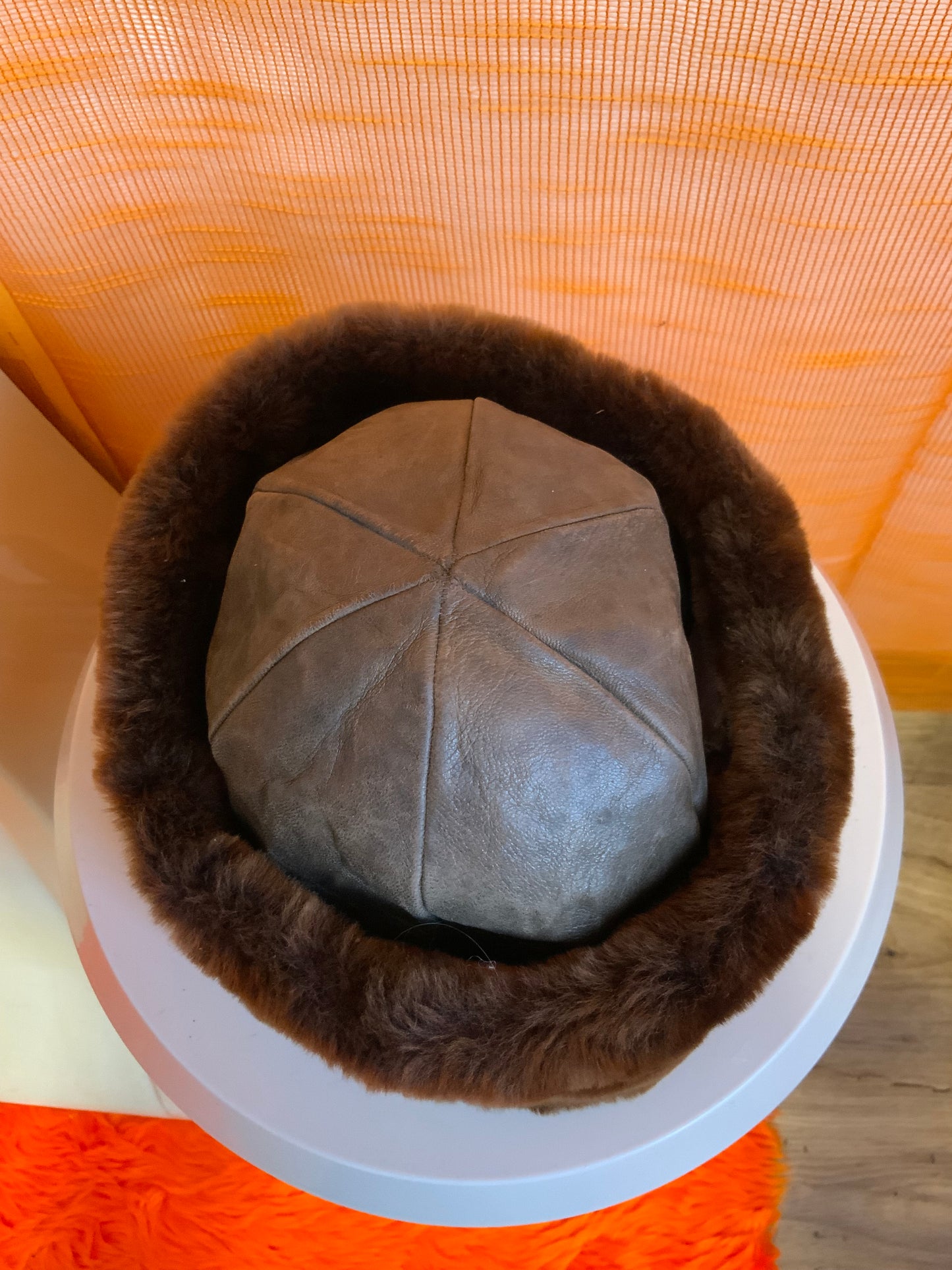 Chapeau Toque Cuir et Fausse fourrure Vintage Fashion