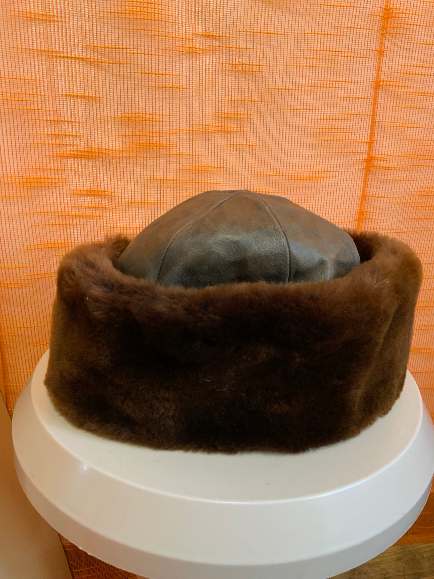 Chapeau Toque Cuir et Fausse fourrure Vintage Fashion