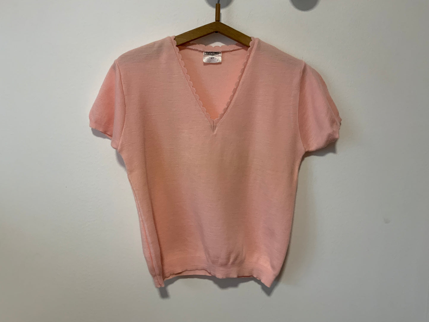 Top Tricot Laine TricoMil 1970 Vintage Rose France
