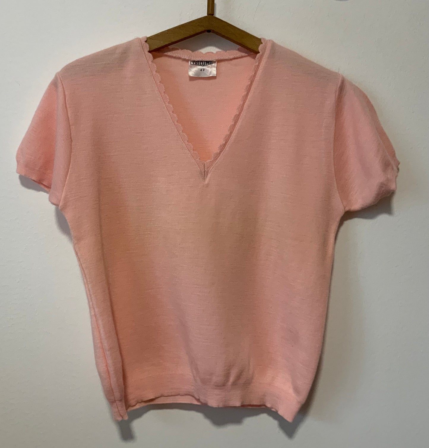 Top Tricot Laine TricoMil 1970 Vintage Rose France