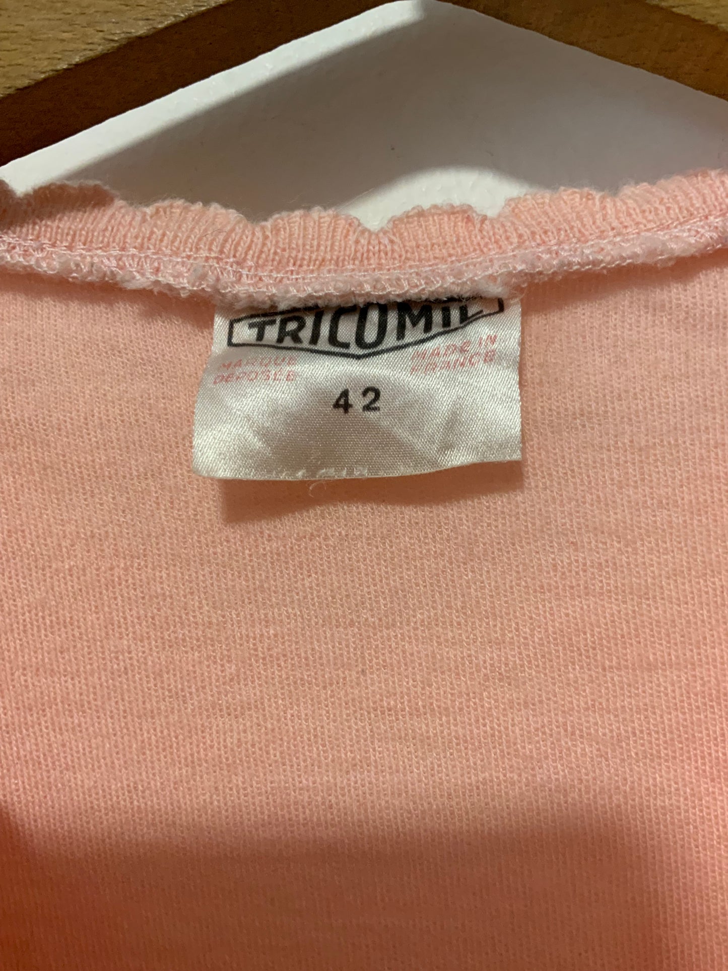 Top Tricot Laine TricoMil 1970 Vintage Rose France