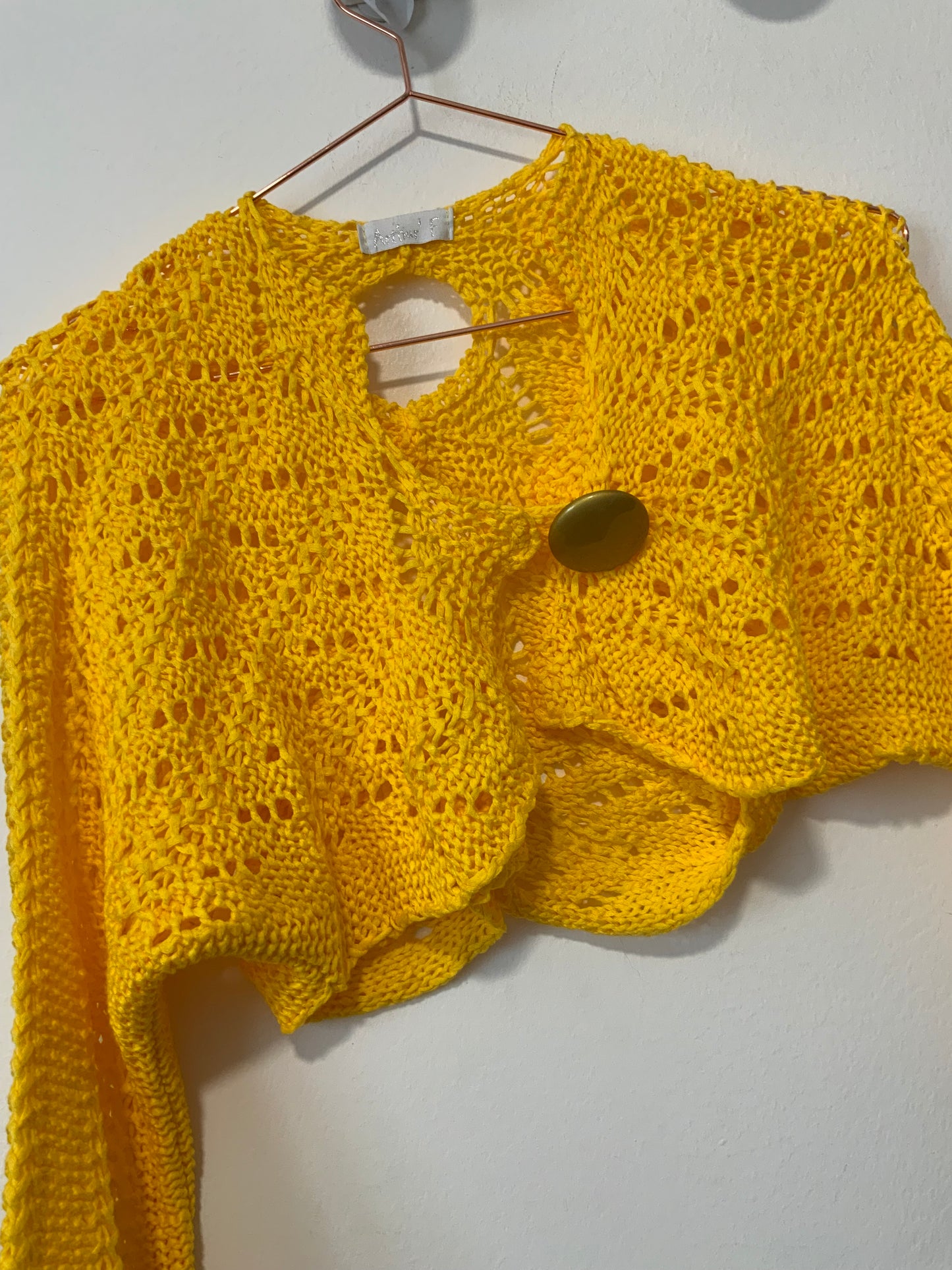 Gilet court mailles crochets Oranges Dos magique Vintage Tricots Arthur