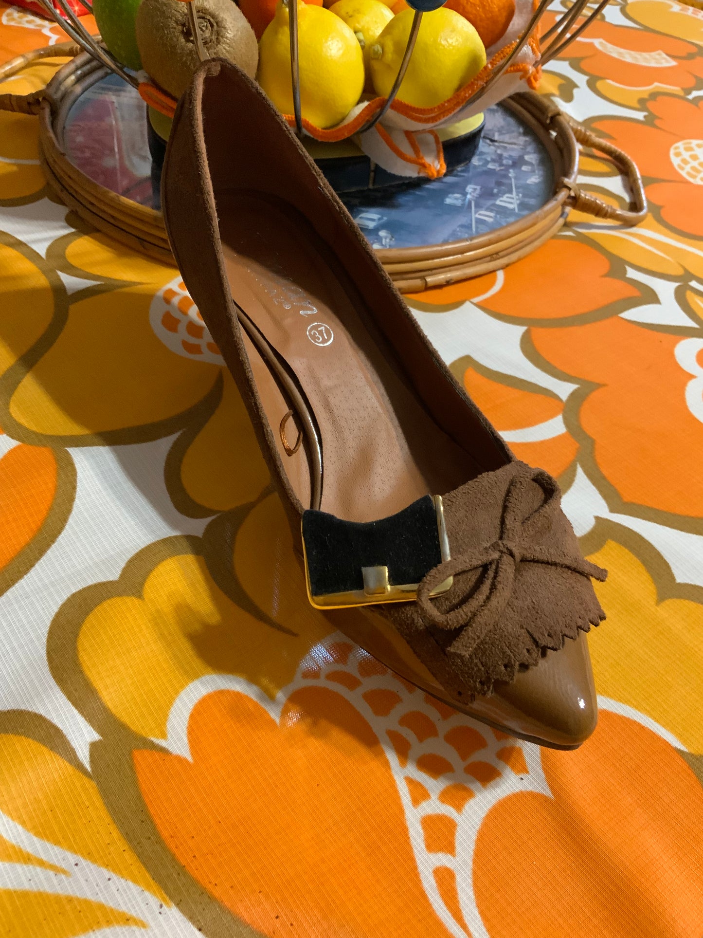 Pinces Bijoux a chaussures velours métal Vintage Original