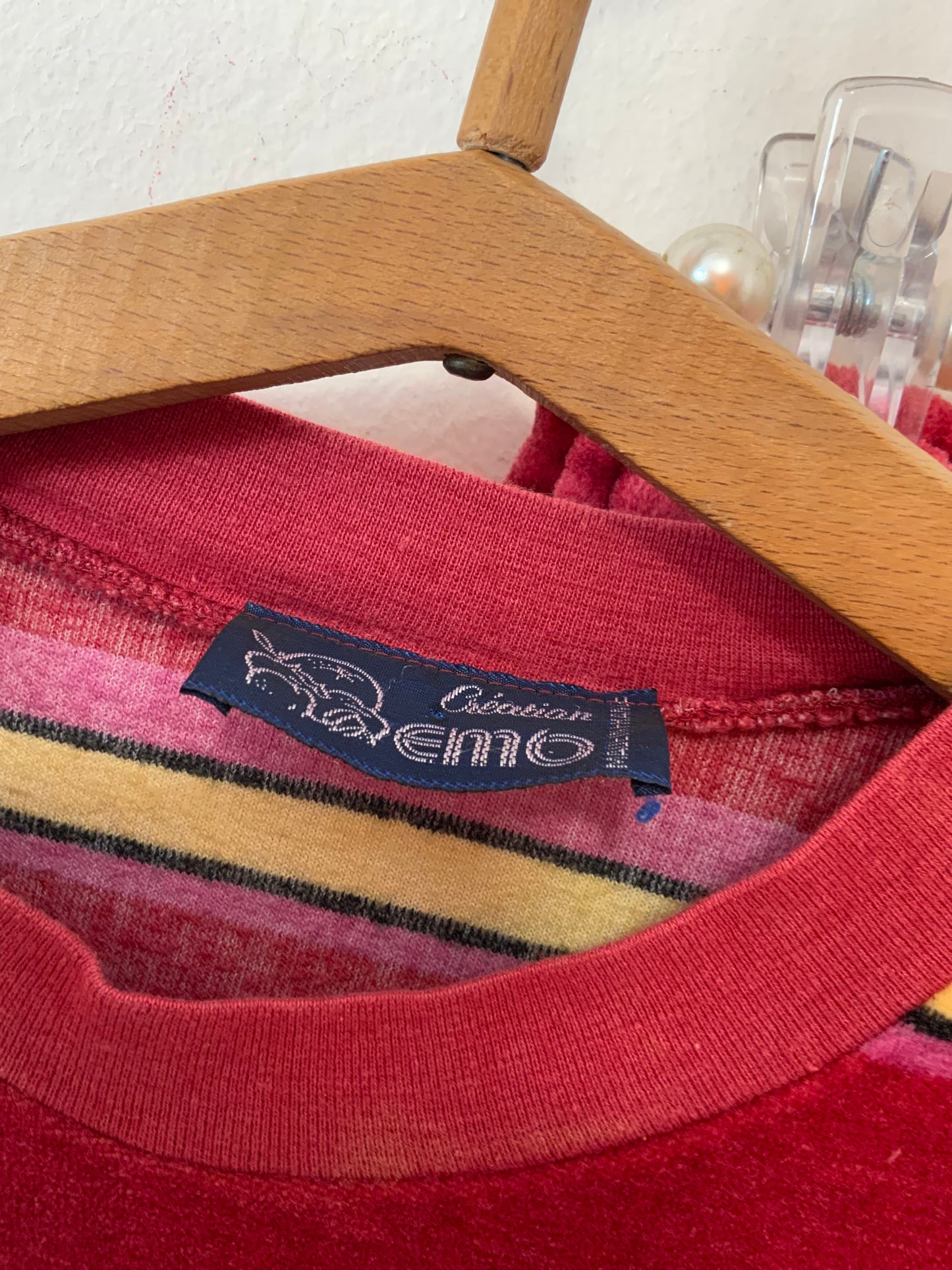 Pyjama 1980 Velours à rayures Vintage Original France