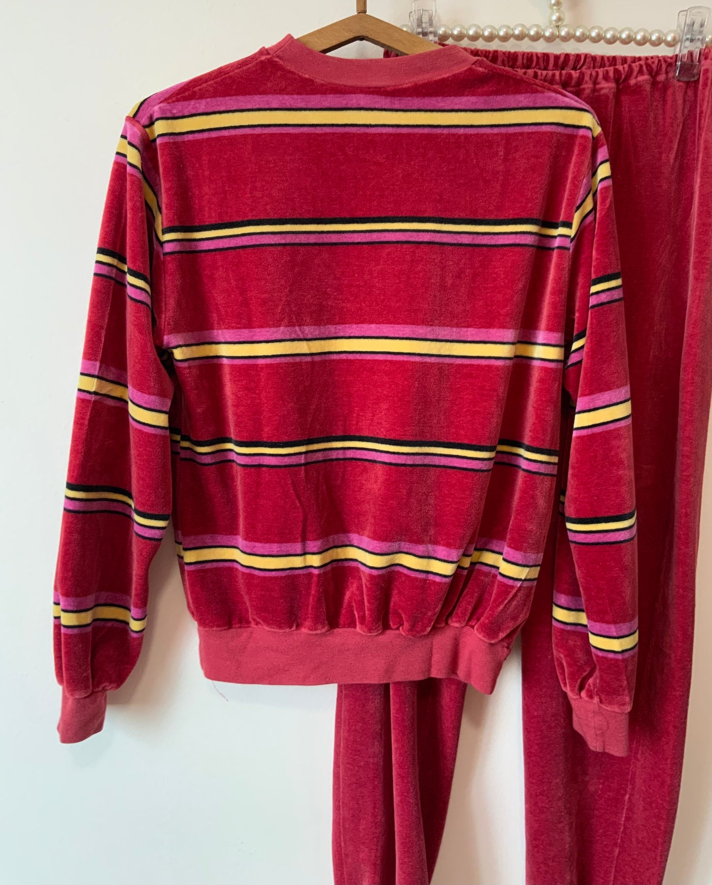 Pyjama 1980 Velours à rayures Vintage Original France