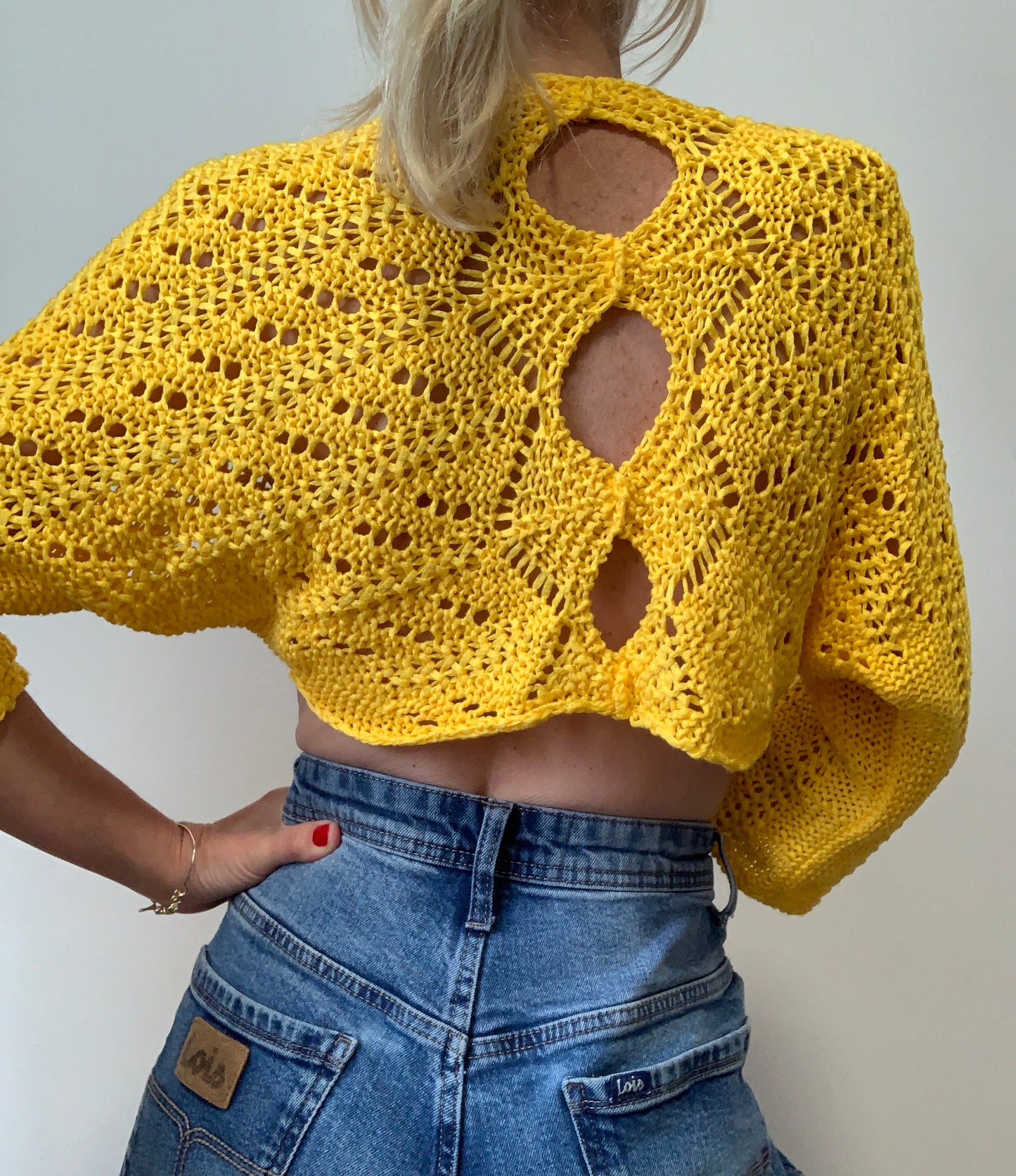 Gilet court mailles crochets Oranges Dos magique Vintage Tricots Arthur