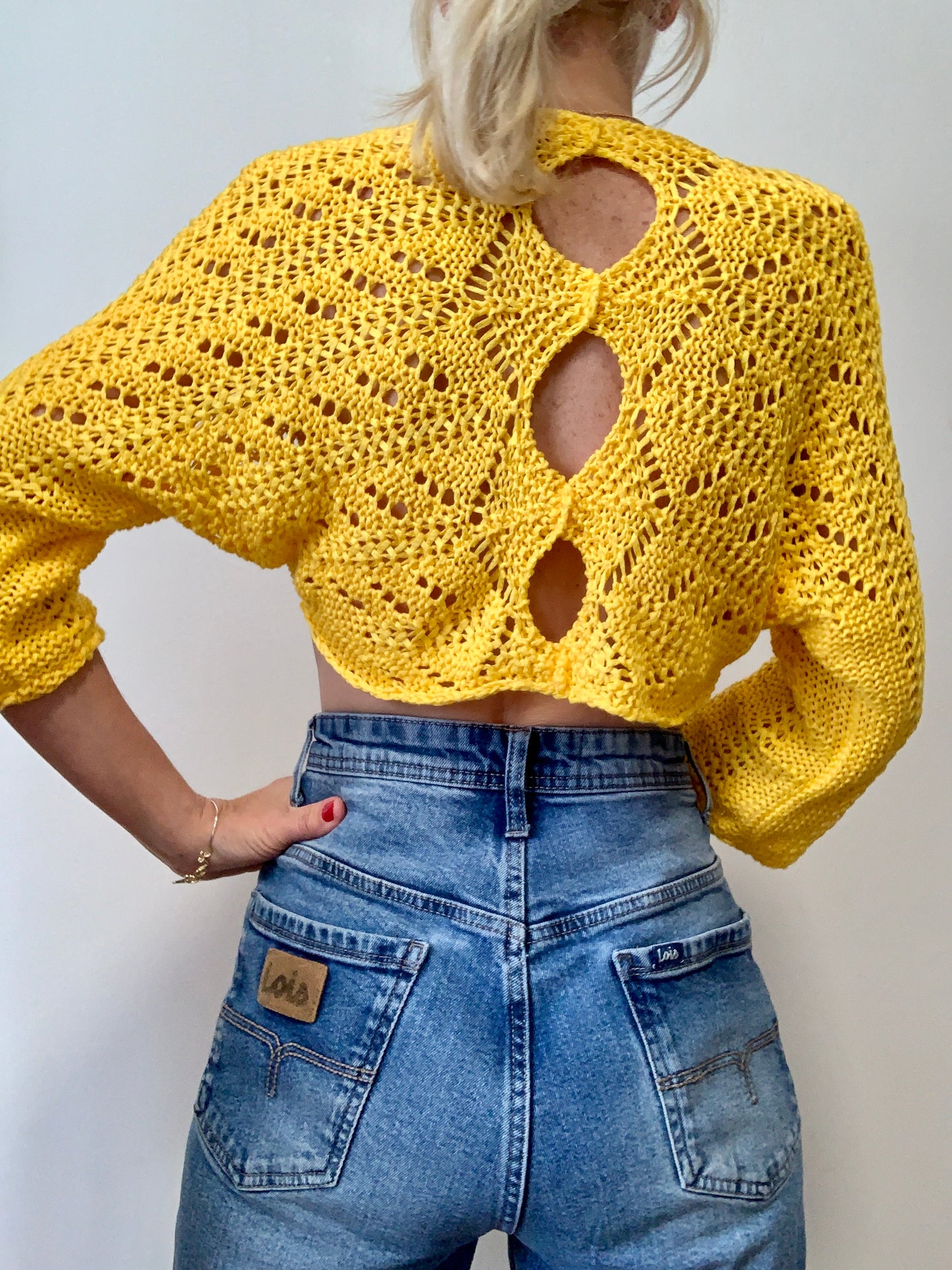 Gilet court mailles crochets Oranges Dos magique Vintage Tricots Arthur