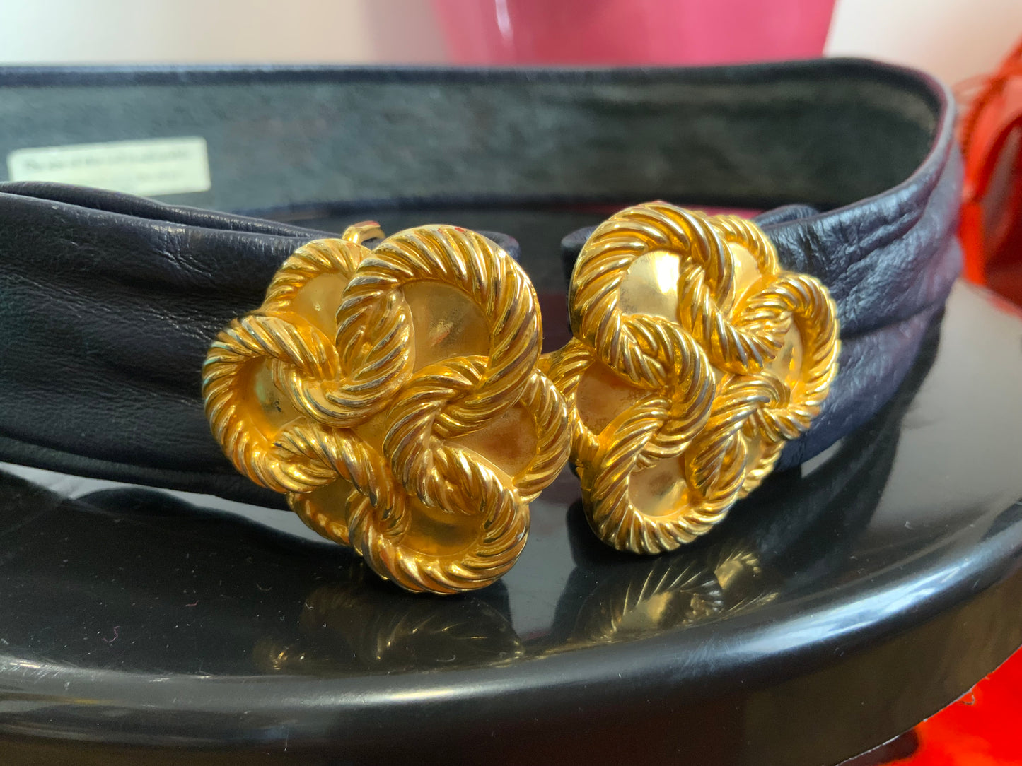 Ceinture Cuir Et boucle métal Formes Vintage 1970