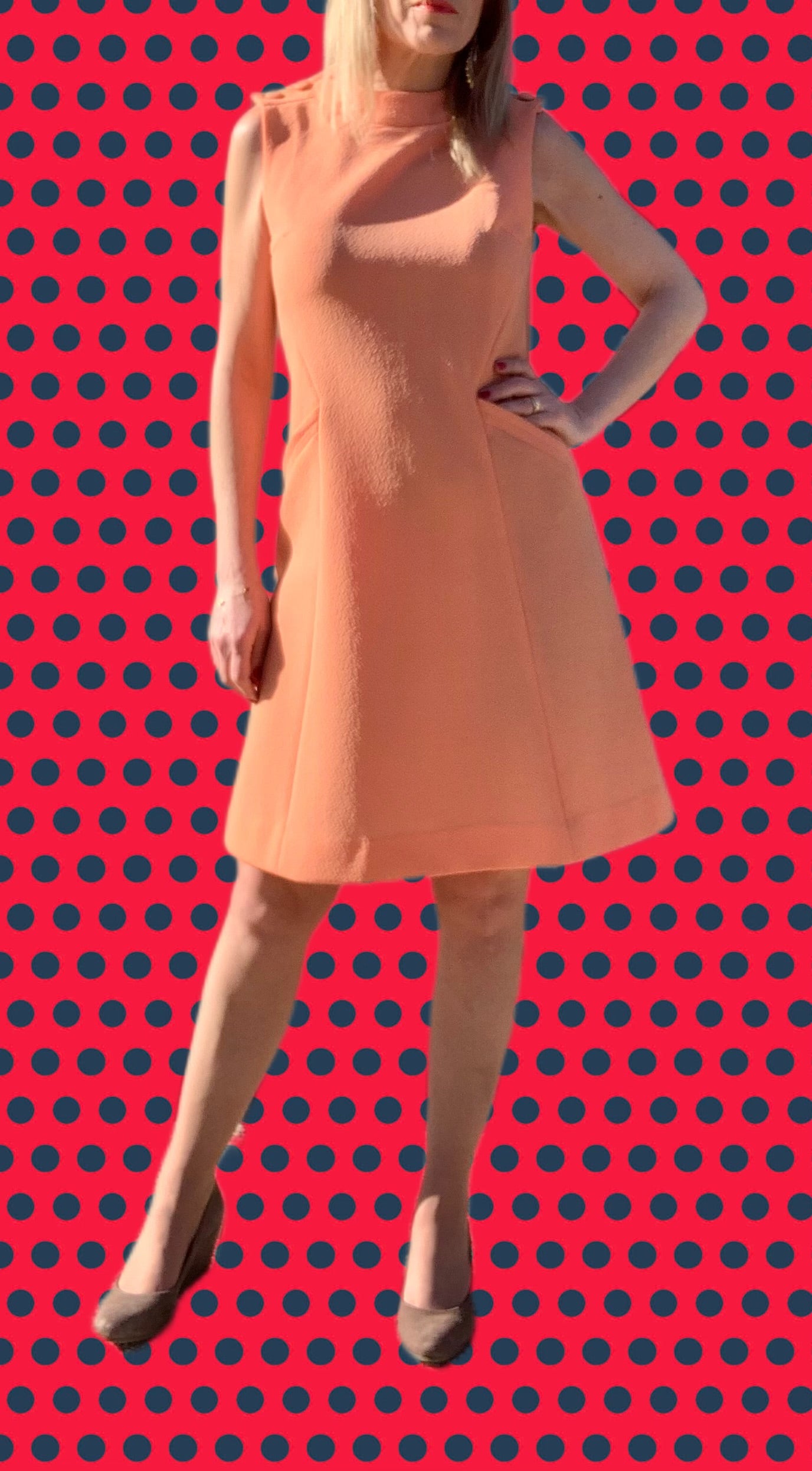 Robe orange abricot Vintage Deadstock Jersey 1970 France
