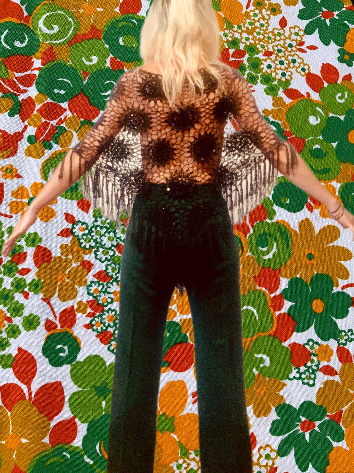 Châle Mailles crochets Vintage 1990