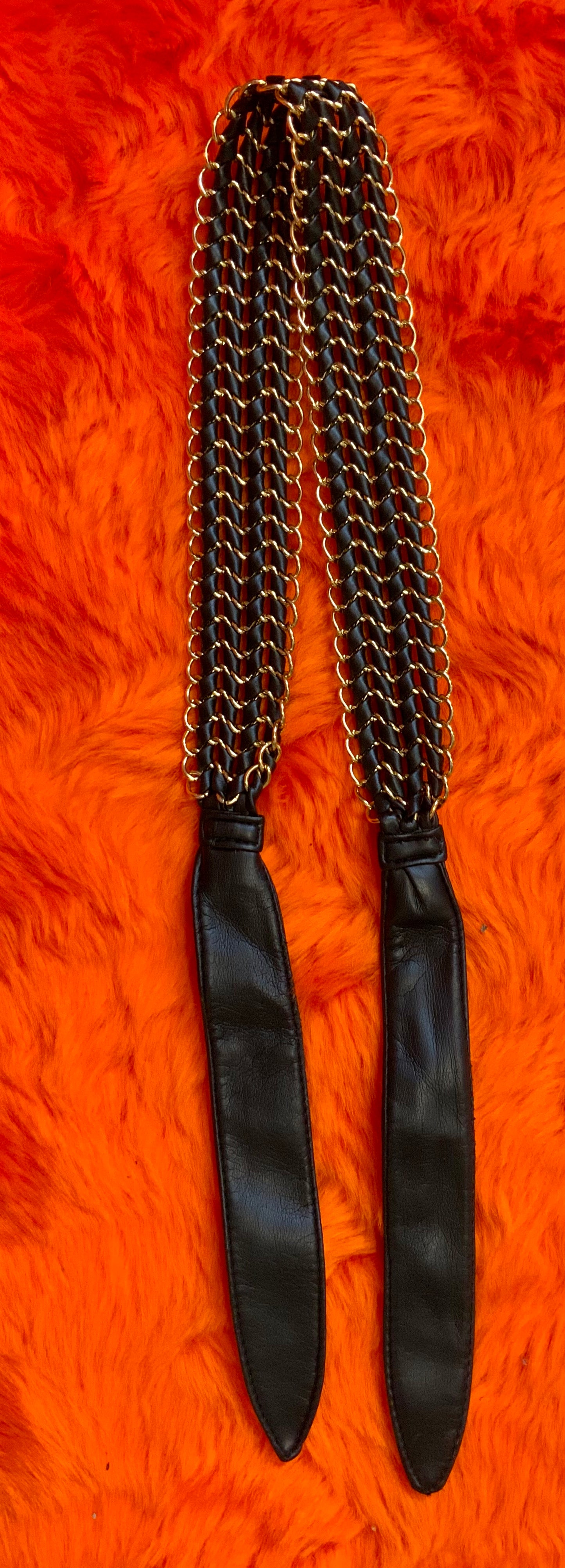 Ceinture Chic Chaine Métal et Simili Cuir Vintage 1990