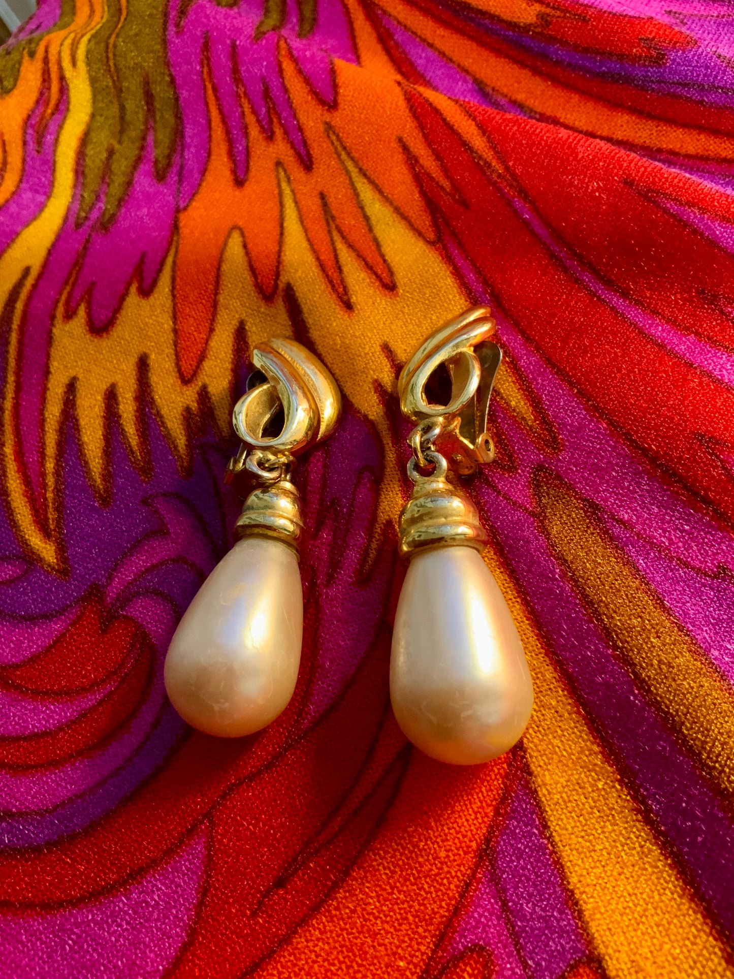 Boucles d’oreilles pendantes perles Vintage 1980/90