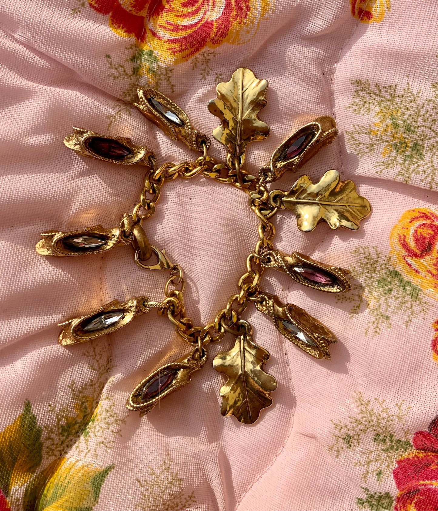 Magnifique Bracelet breloques Vintage 80 Pierres signé Kalinger Haute Couture