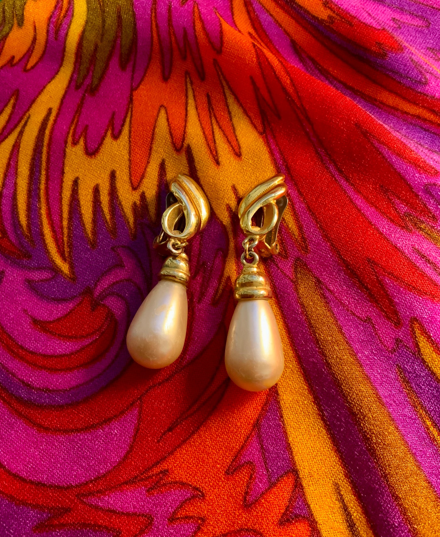 Boucles d’oreilles pendantes perles Vintage 1980/90