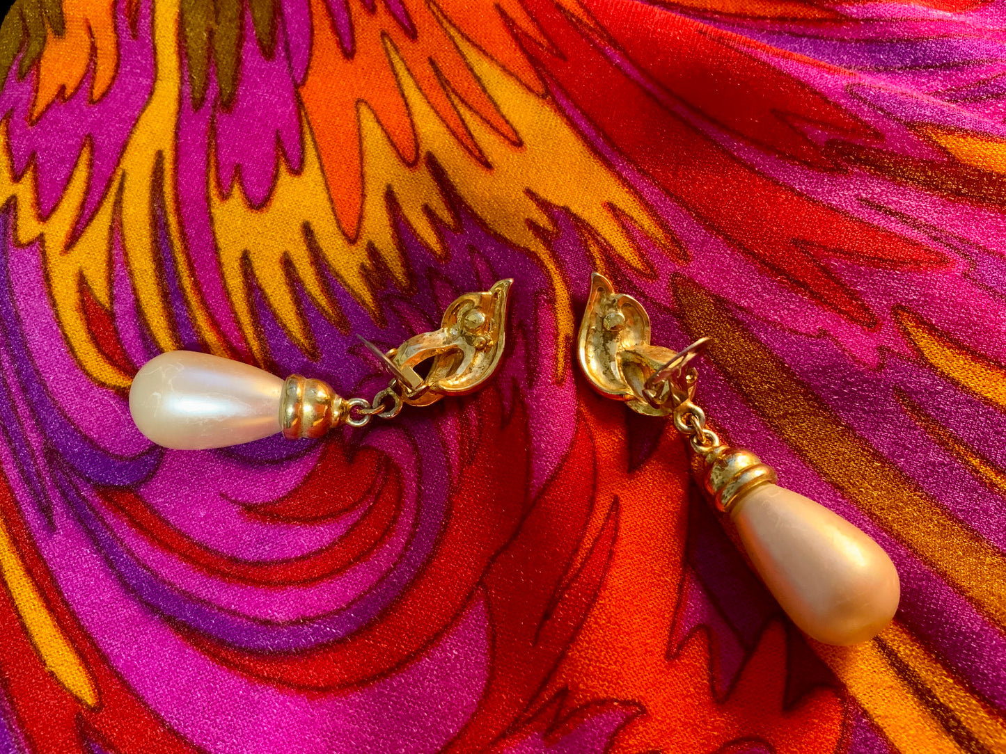 Boucles d’oreilles pendantes perles Vintage 1980/90