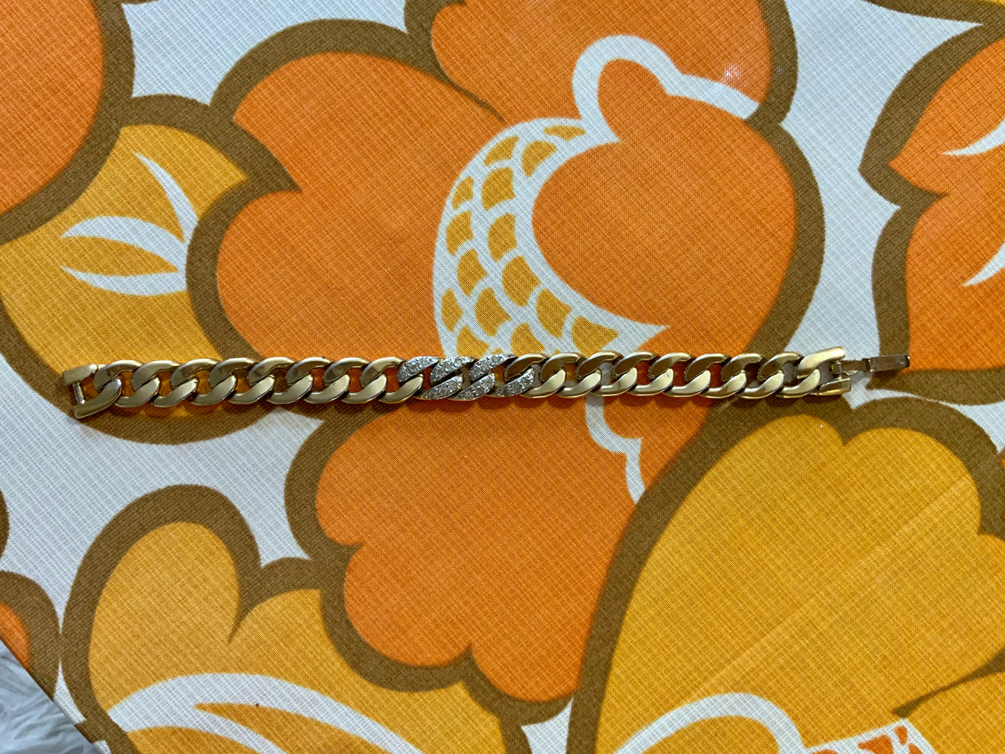 Magnifique Bracelet Mailles Chaines plates Vintage Vogue Bijoux