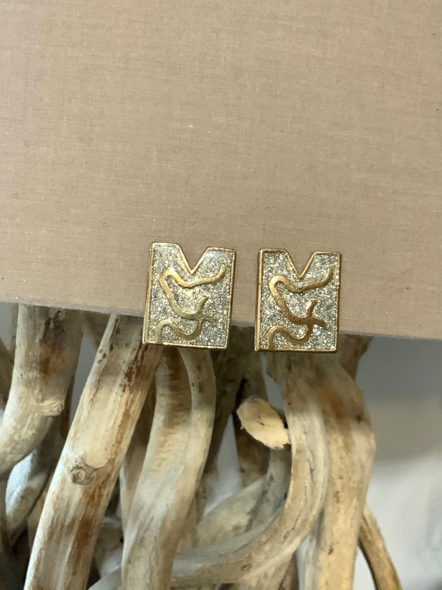 Boucles d’oreilles Métal Paillettes Vintage DeadStock 1990 Créateur