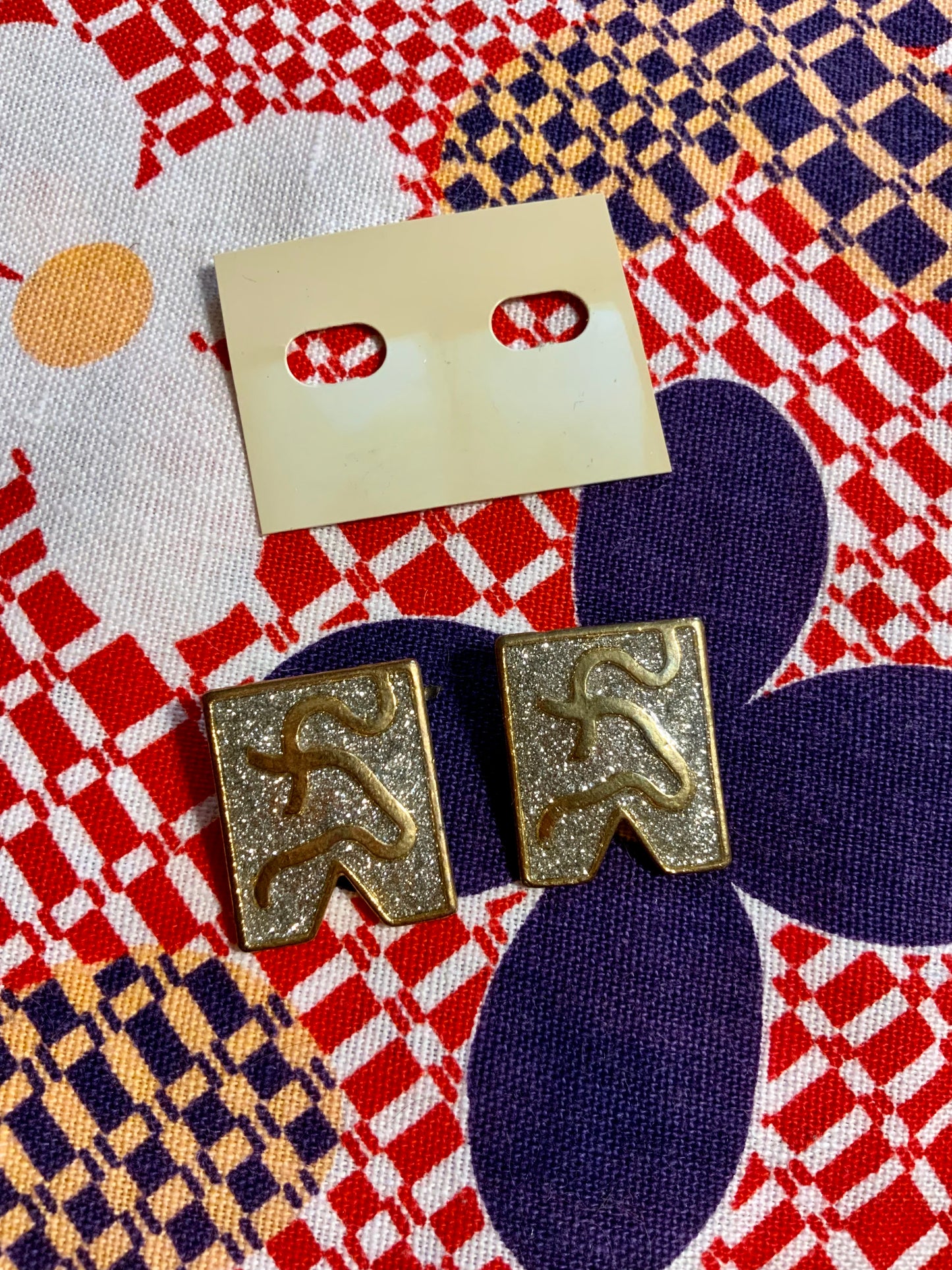 Boucles d’oreilles Métal Paillettes Vintage DeadStock 1990 Créateur