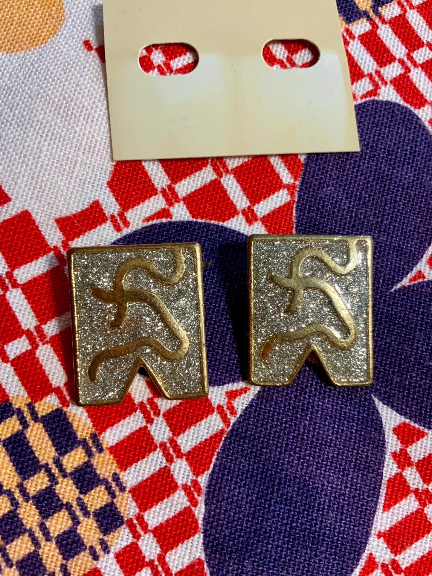 Boucles d’oreilles Métal Paillettes Vintage DeadStock 1990 Créateur