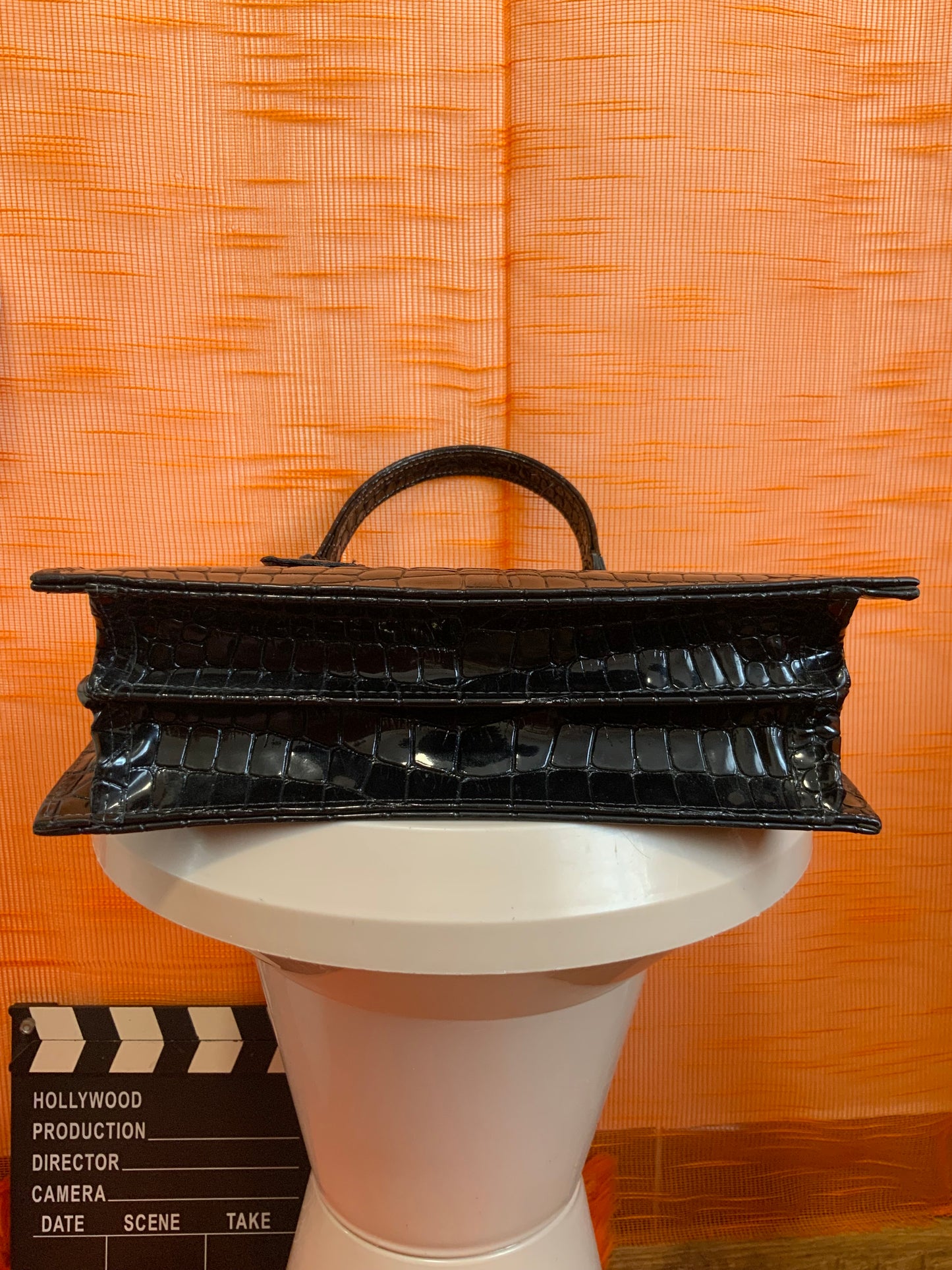 Sac à main Cuir Vernis grains croco Vintage Elegance