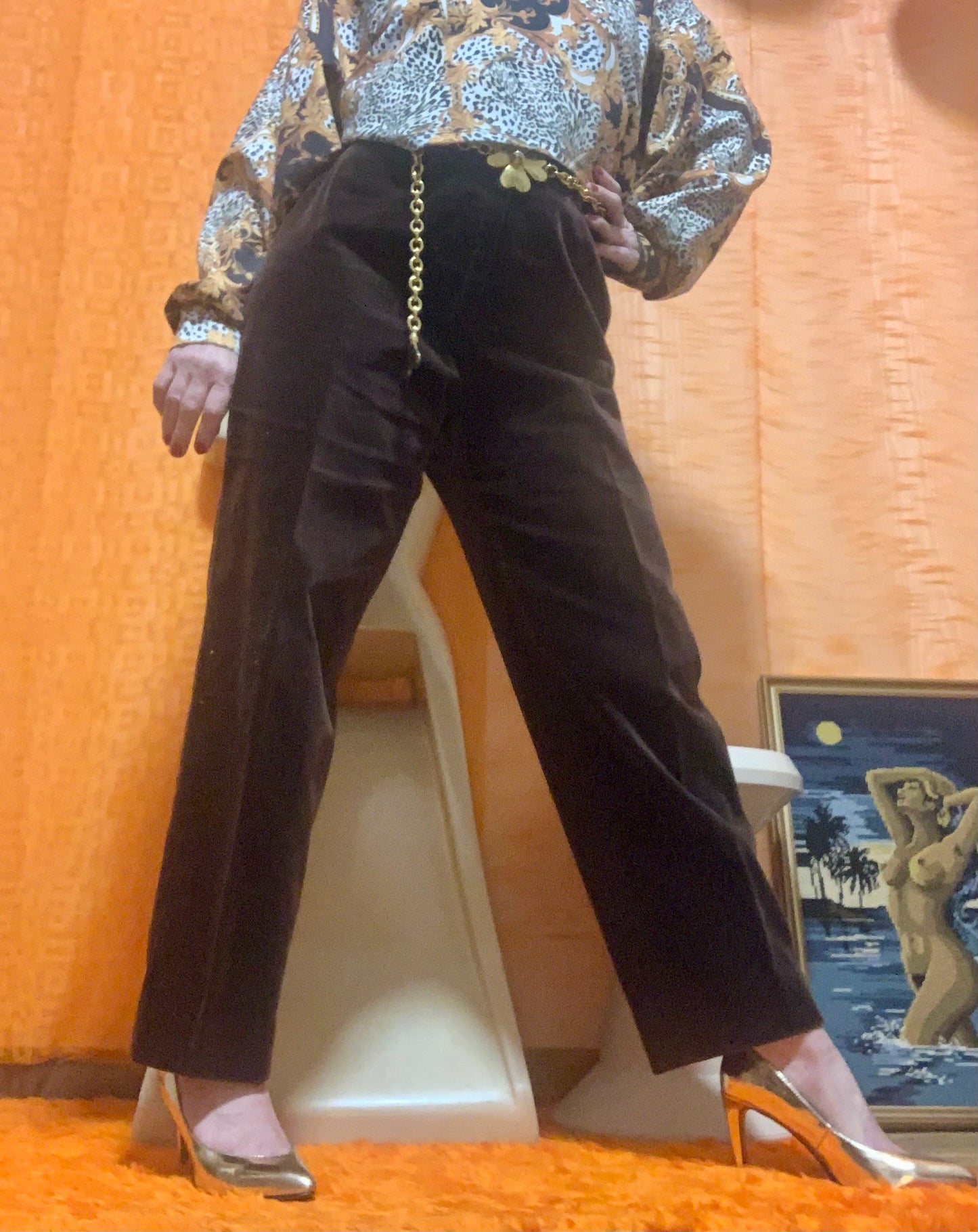 Pantalon Taille haute velours doux Vintage France