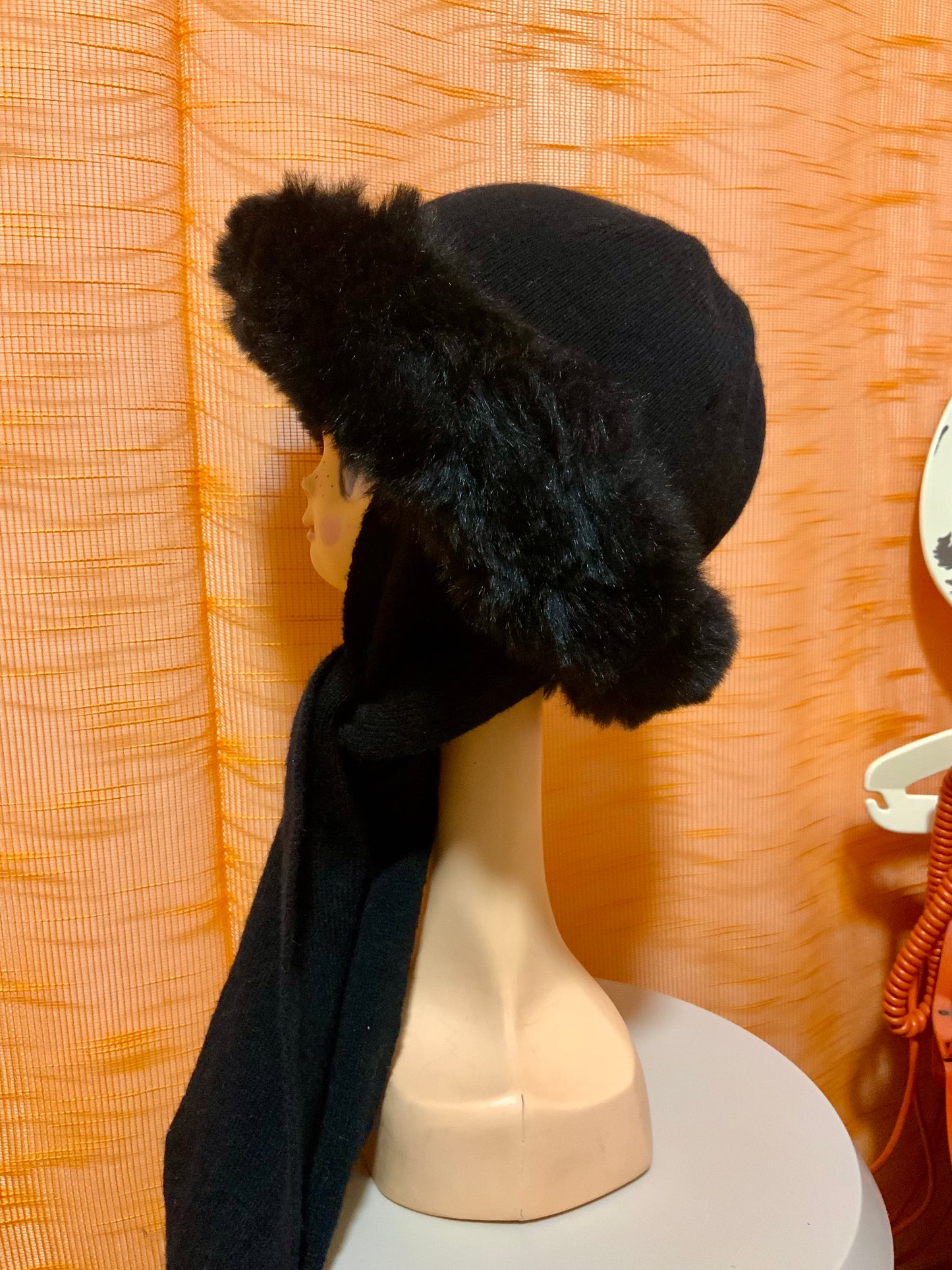Toque Laine et fourrure Synthétique Vintage 1980