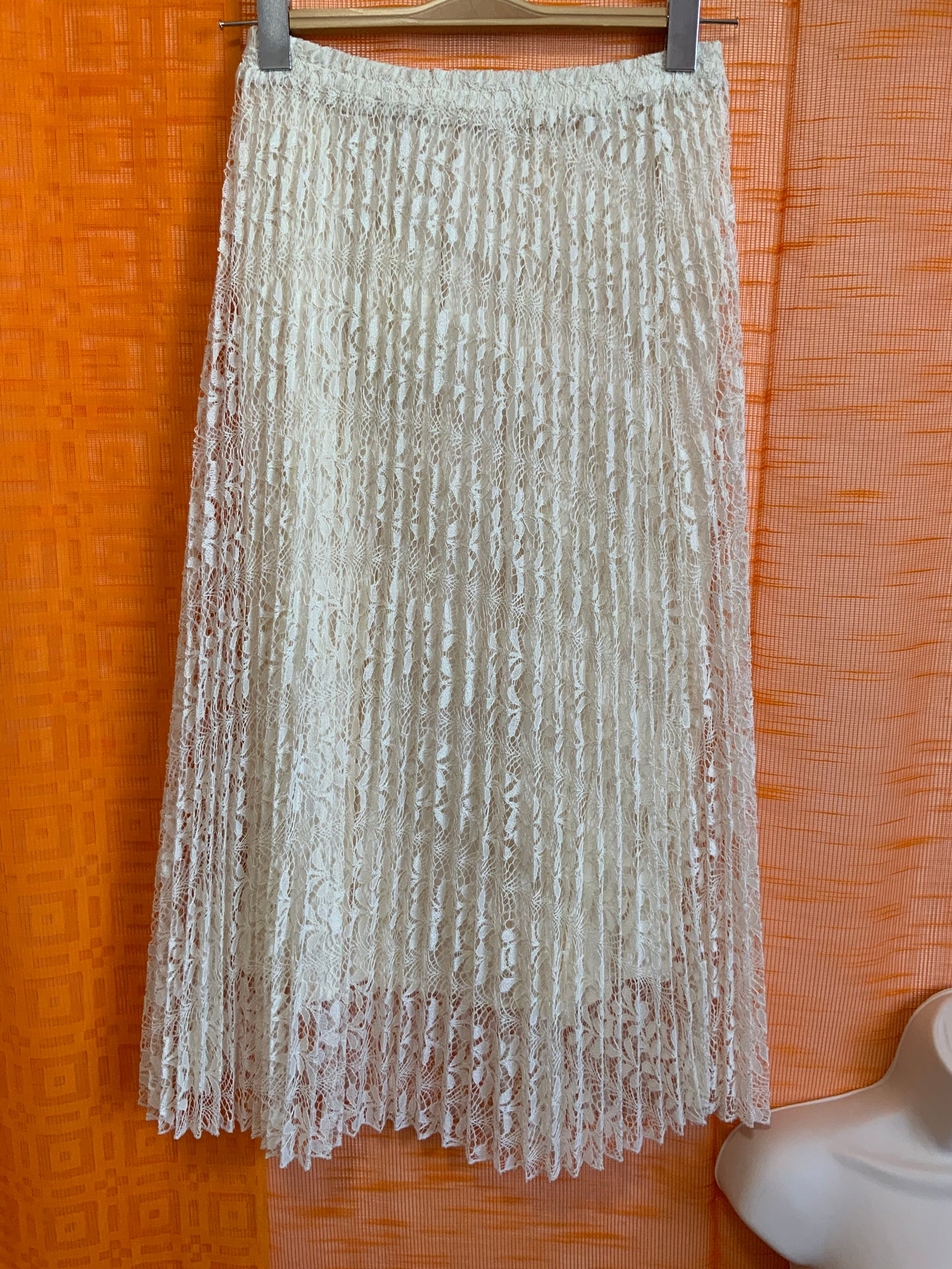 Jupe plissée Neuve Longue Vintage 1990 Ange - Dentelle fleurs - TUnique.