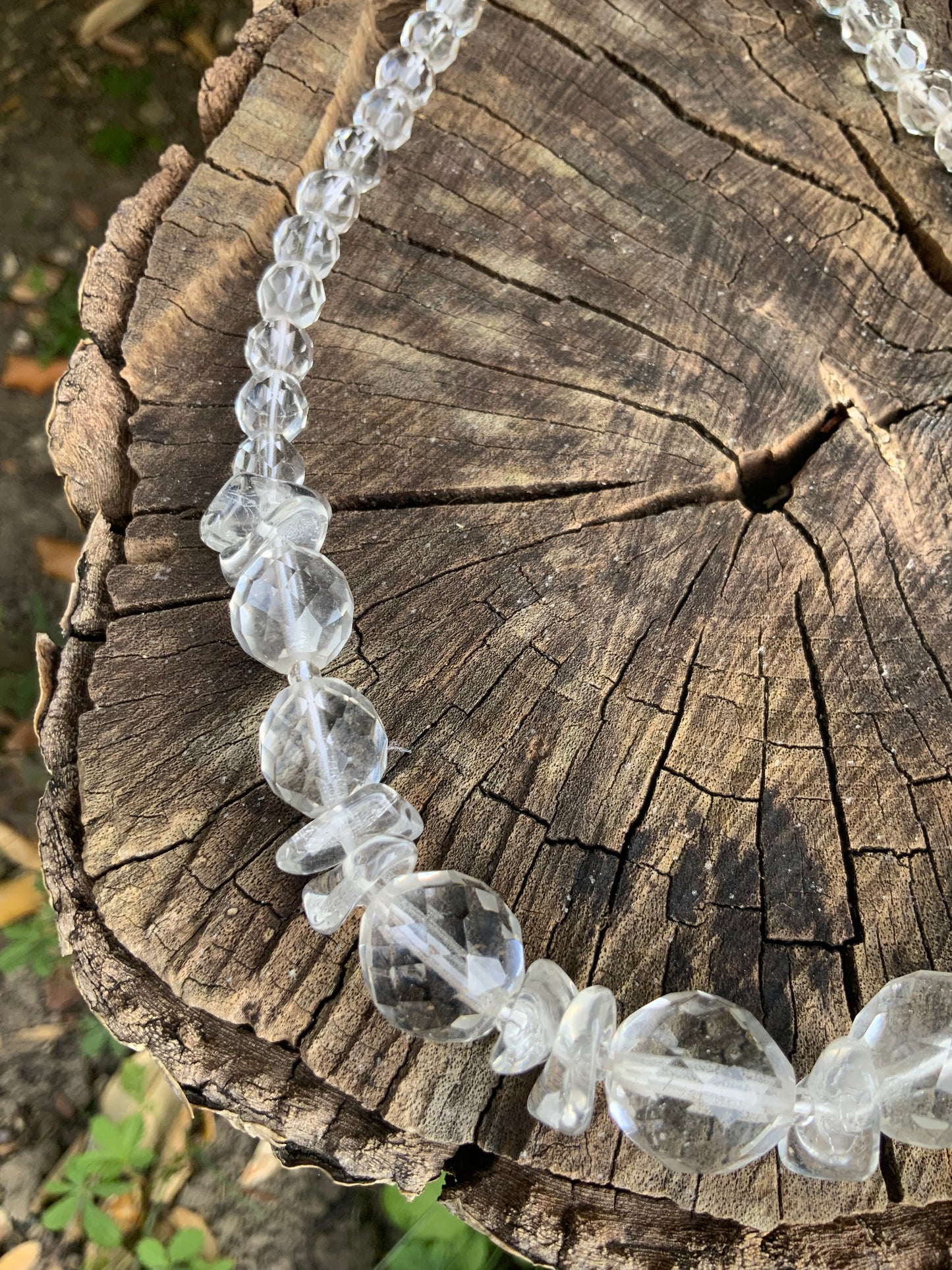 Collier perles de verre transparentes Vintage 1980/90-