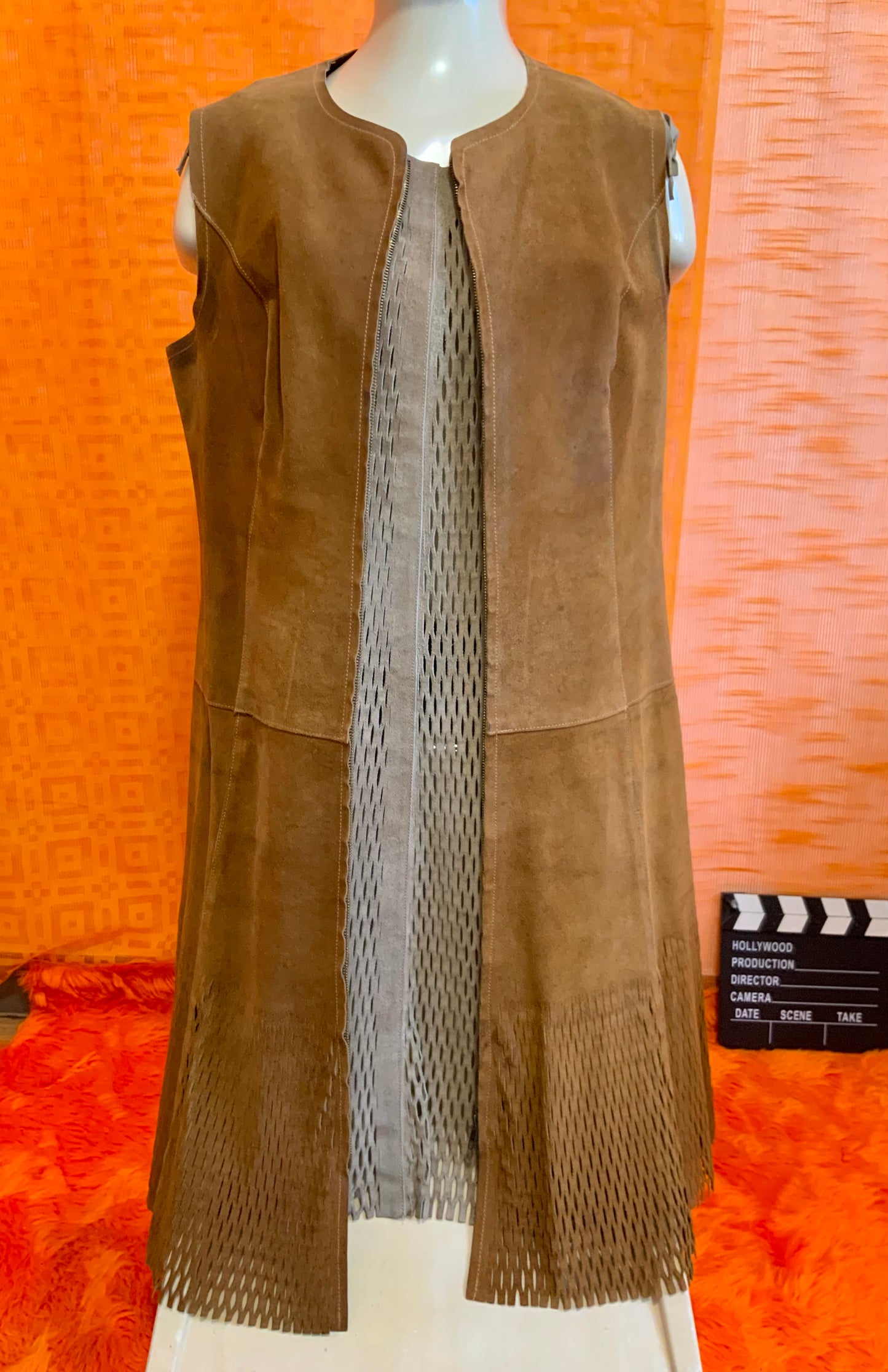 Veste Daim Hippie Authentique 1970 Creation Vintage- TU