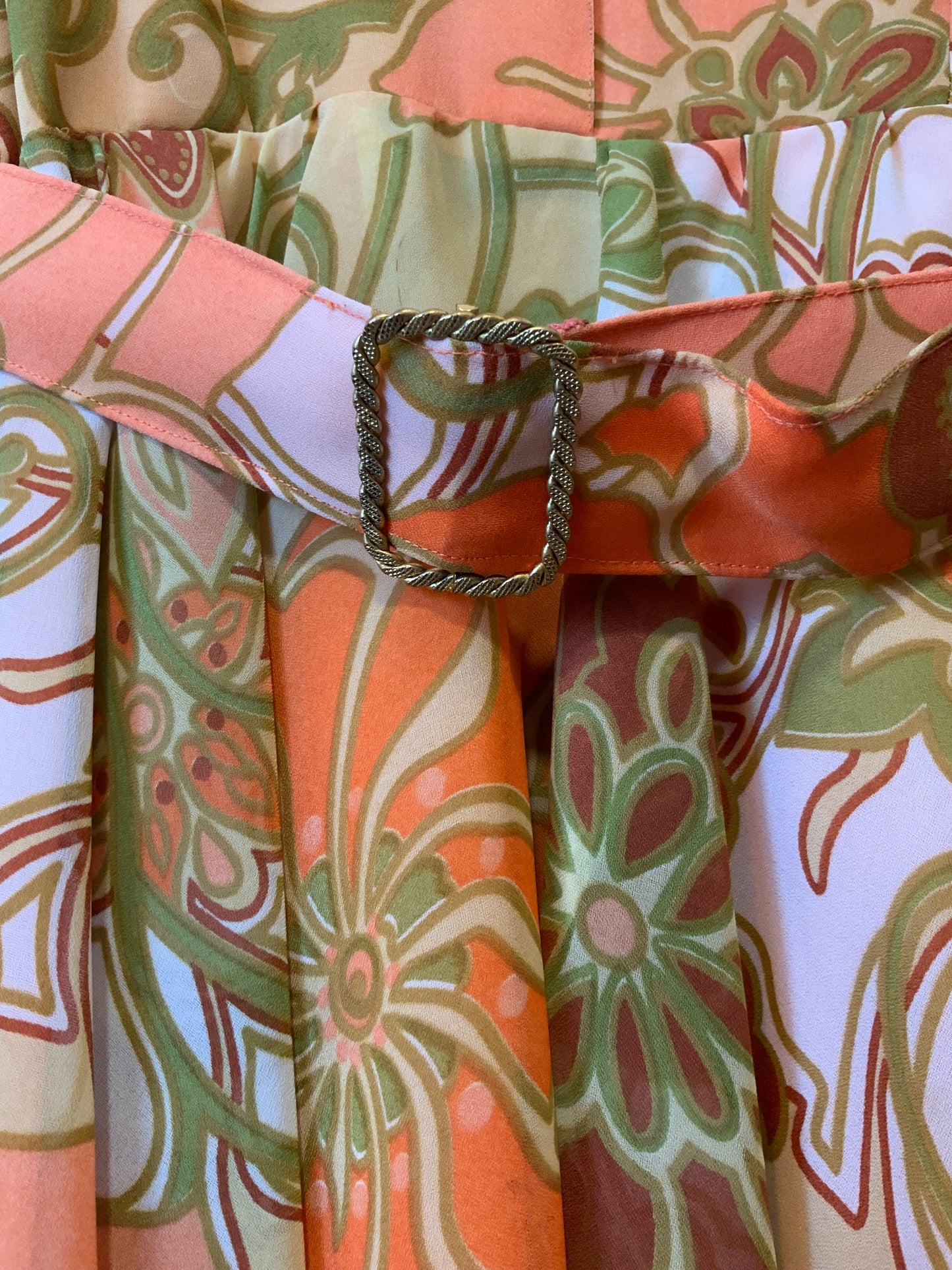 Superbe robe Mousseline Fleurs oranges Vintage 1960/70- T38/40