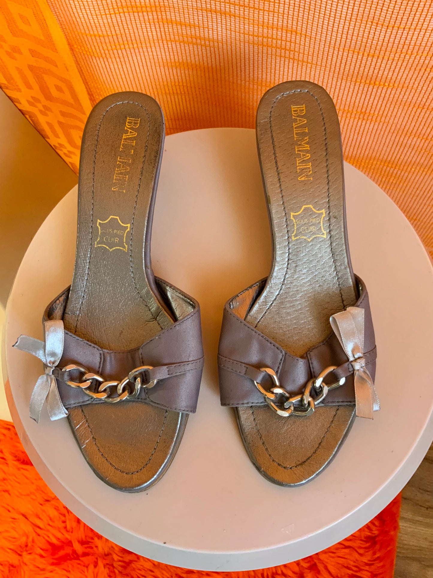 Escarpins Mules Talons Maison Balmain Vintage 1990- T37.