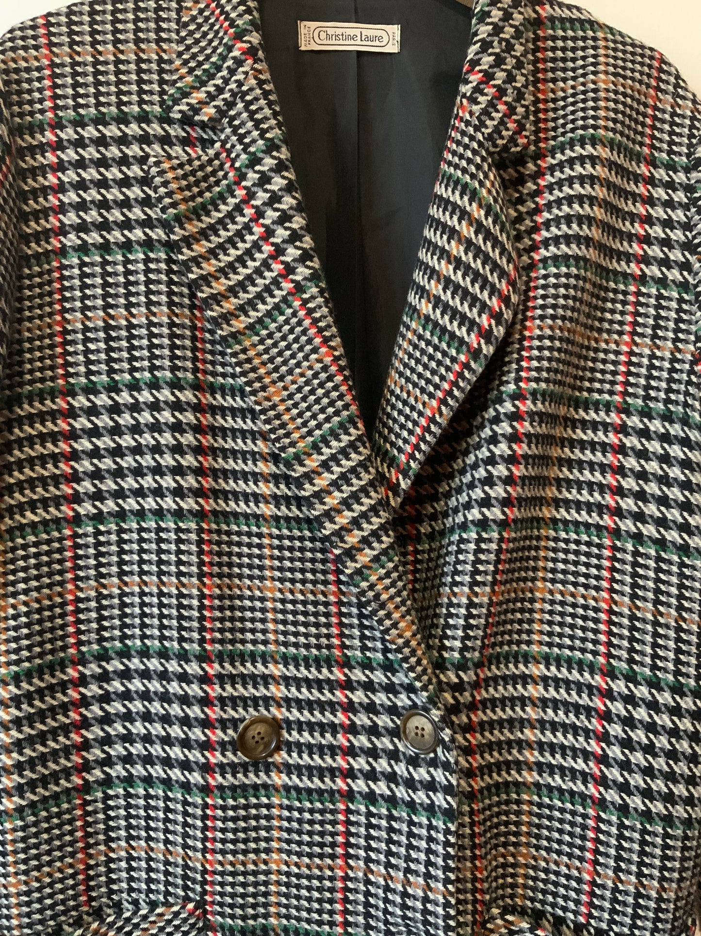 Veste droite croisée a carreaux C.Laure France Chic Vintage- T40