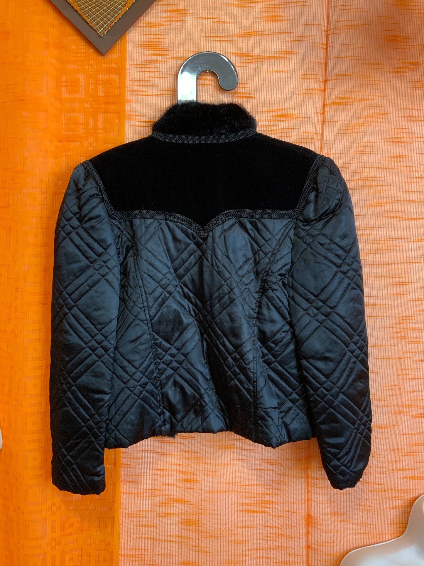 Veste matelassée Vintage 1980 Velours et fourrure synthétique- TU