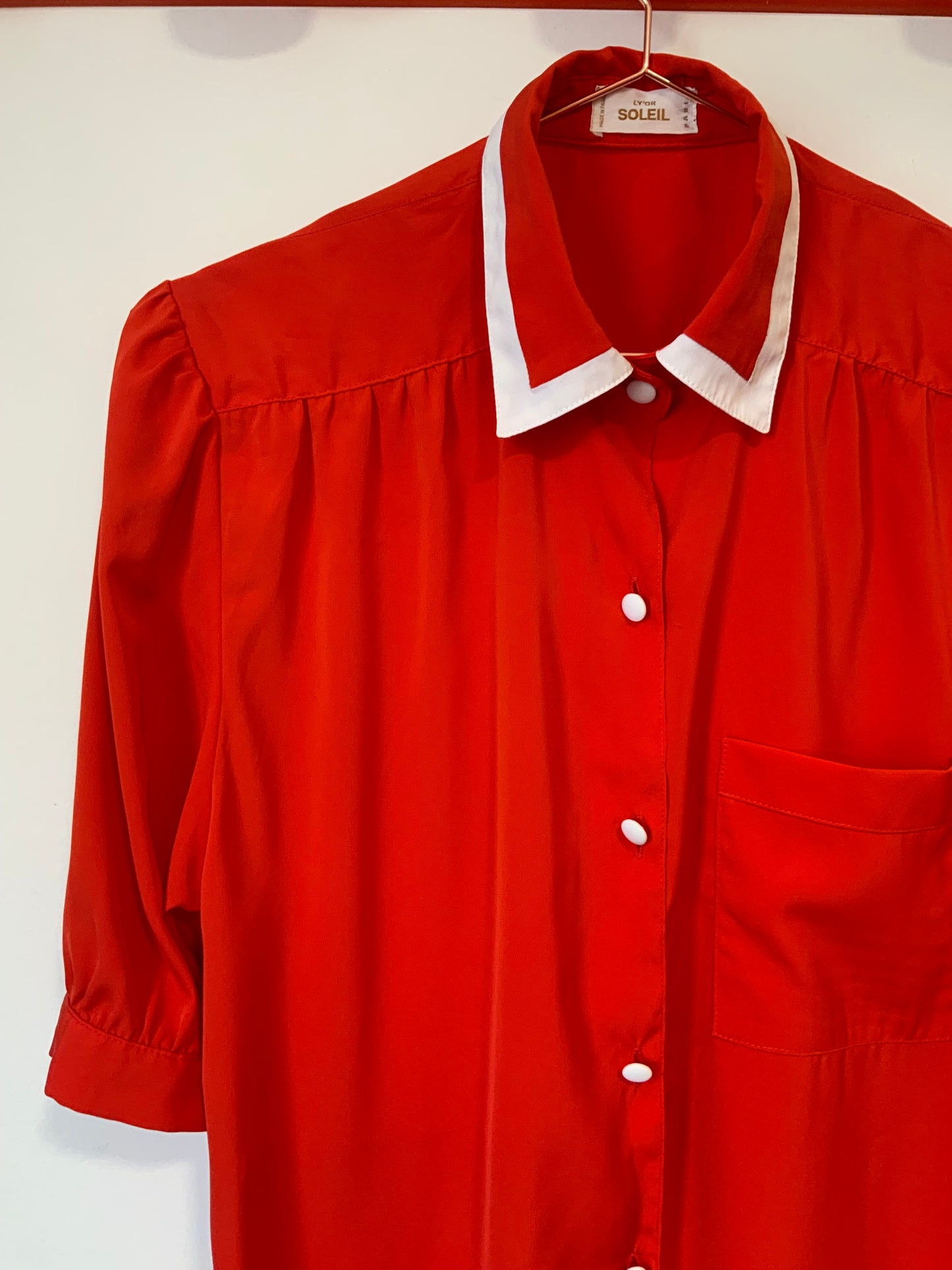 Superbe Chemisier Rouge Vintage 1980- T40